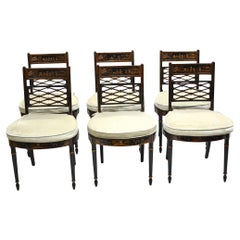 Set 6 Regency Lacquer Dining Chairs Chinoiserie