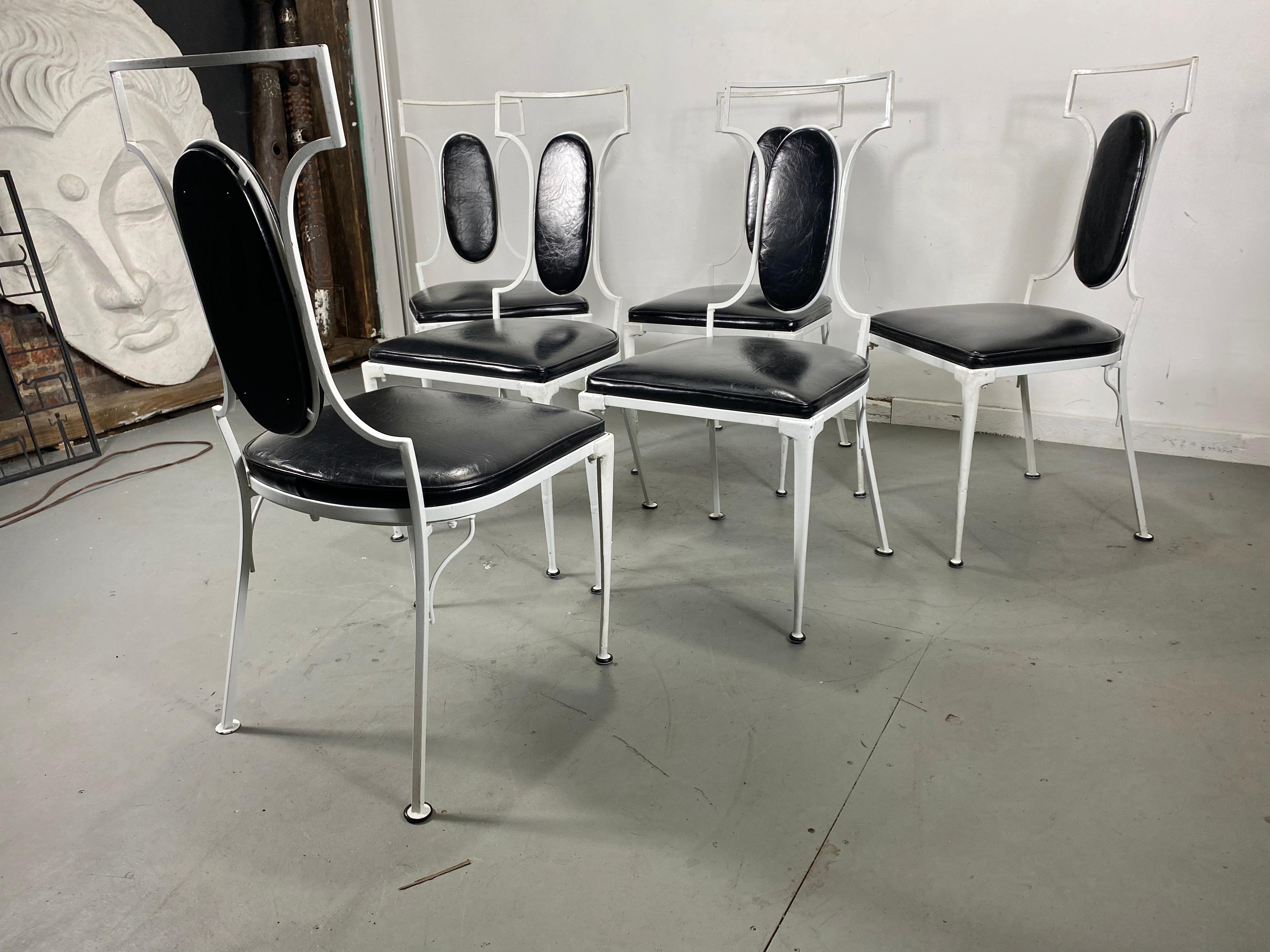 Américain Ensemble de 6 chaises de salle à manger de style Régence moderne en fer et aluminium coulé, jardin  en vente