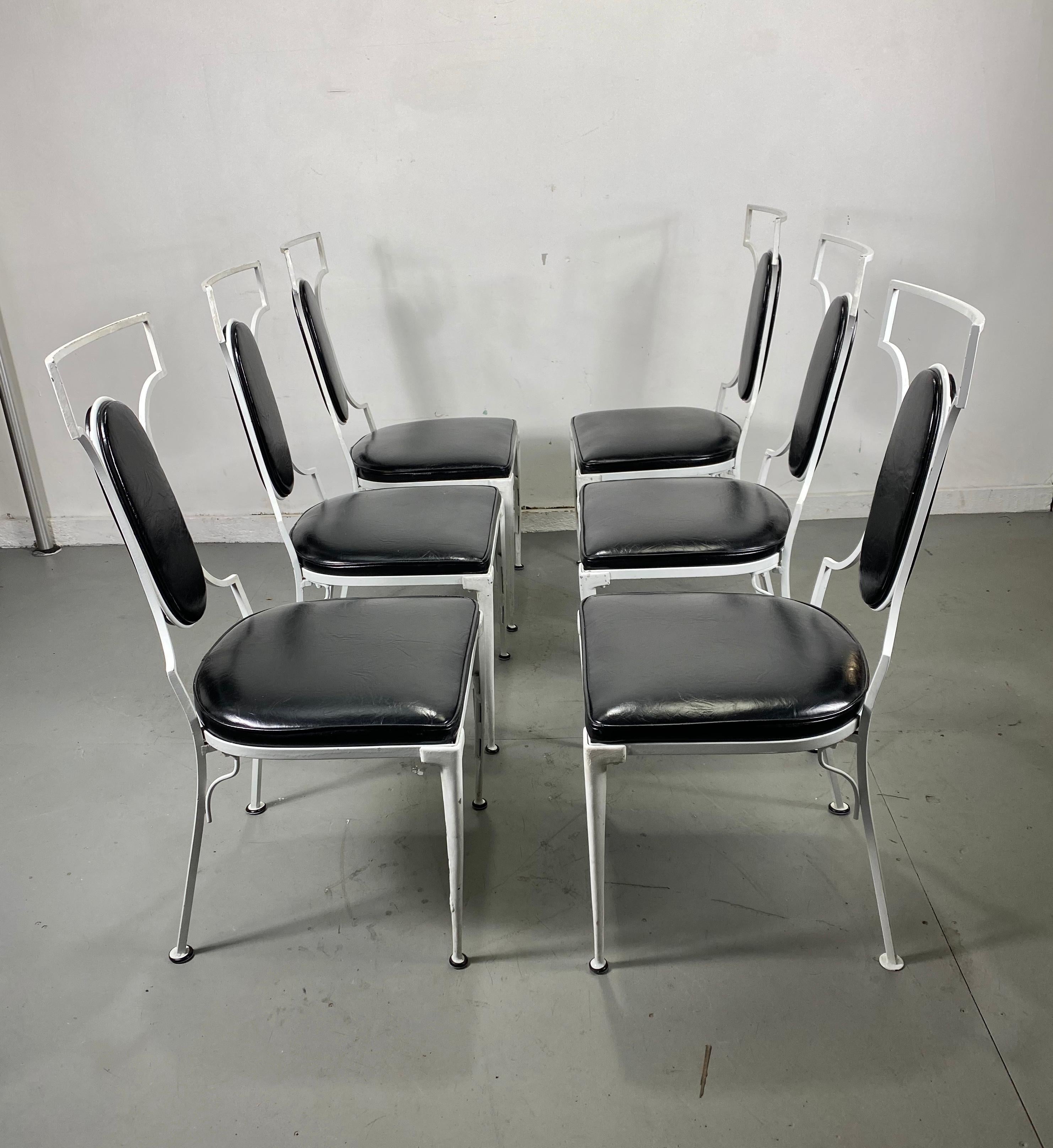 Moulage Ensemble de 6 chaises de salle à manger de style Régence moderne en fer et aluminium coulé, jardin  en vente