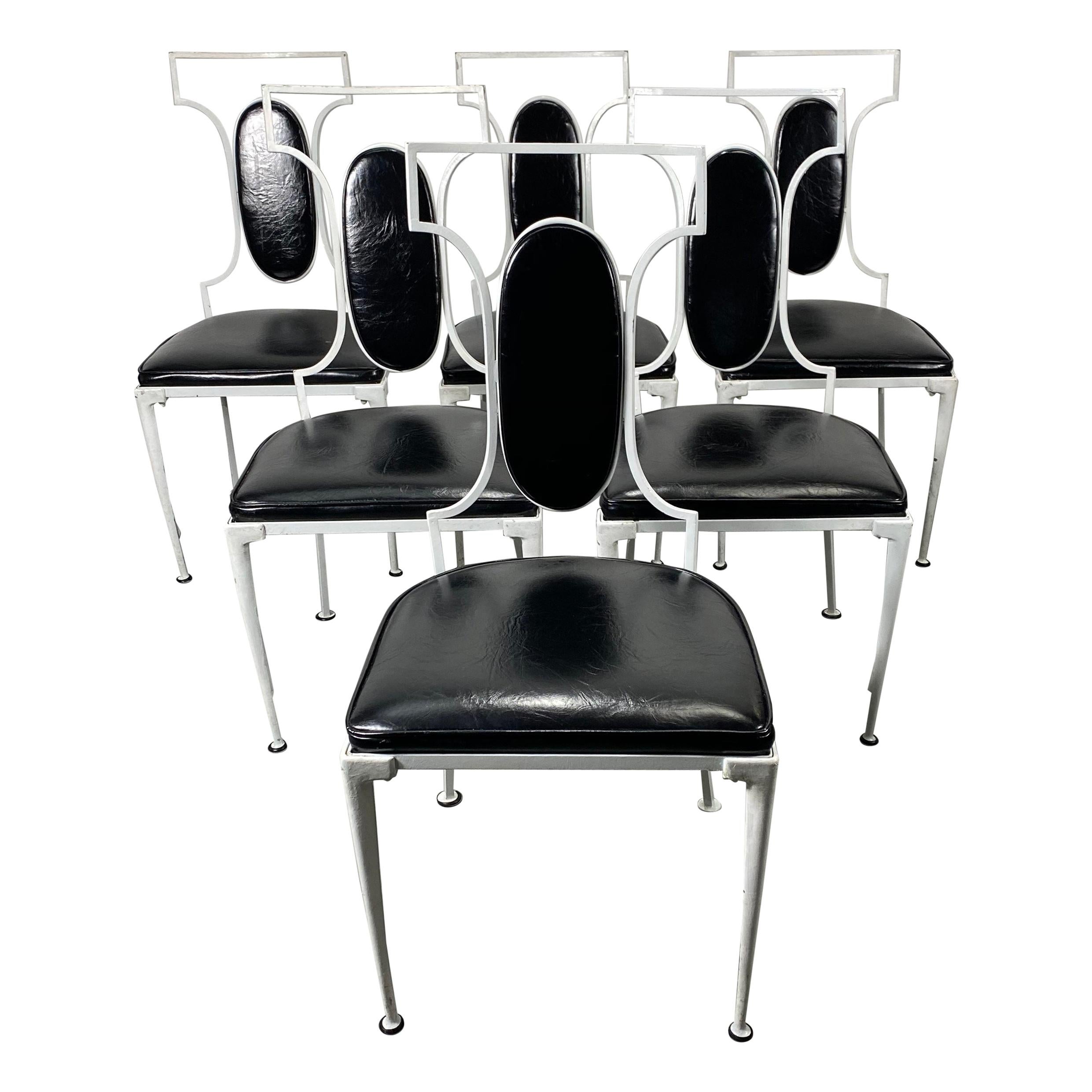 Ensemble de 6 chaises de salle à manger de style Régence moderne en fer et aluminium coulé, jardin  en vente