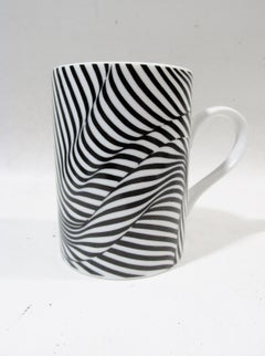 Set of 6 Robert & Trix Haussman Postmodern Swid Powell Black Stripes Mugs