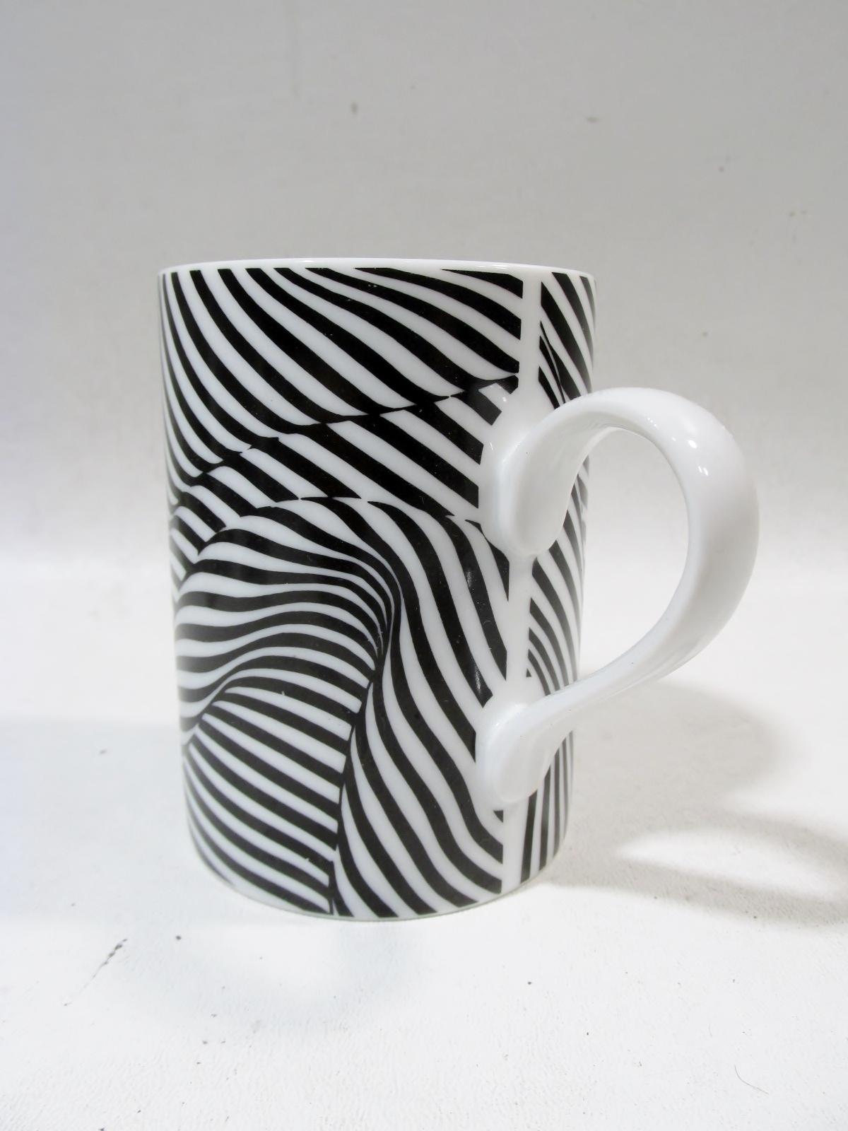 Post-Modern Set of 6 Robert & Trix Haussman Postmodern Swid Powell Black Stripes Mugs