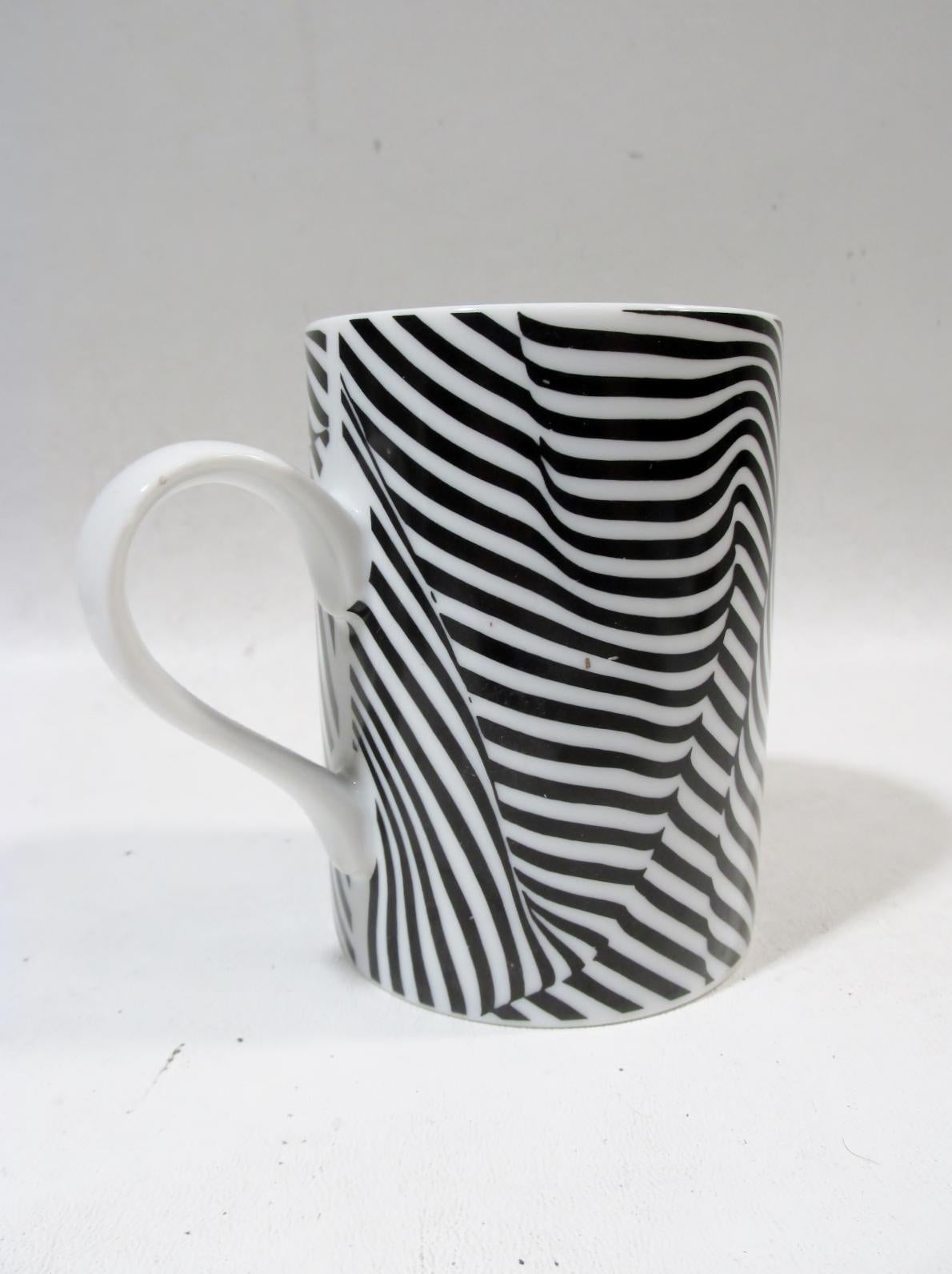 American Set of 6 Robert & Trix Haussman Postmodern Swid Powell Black Stripes Mugs