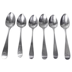 Set 6 Scottish Georgian Silver Old English Spoons Edinburgh C.1808