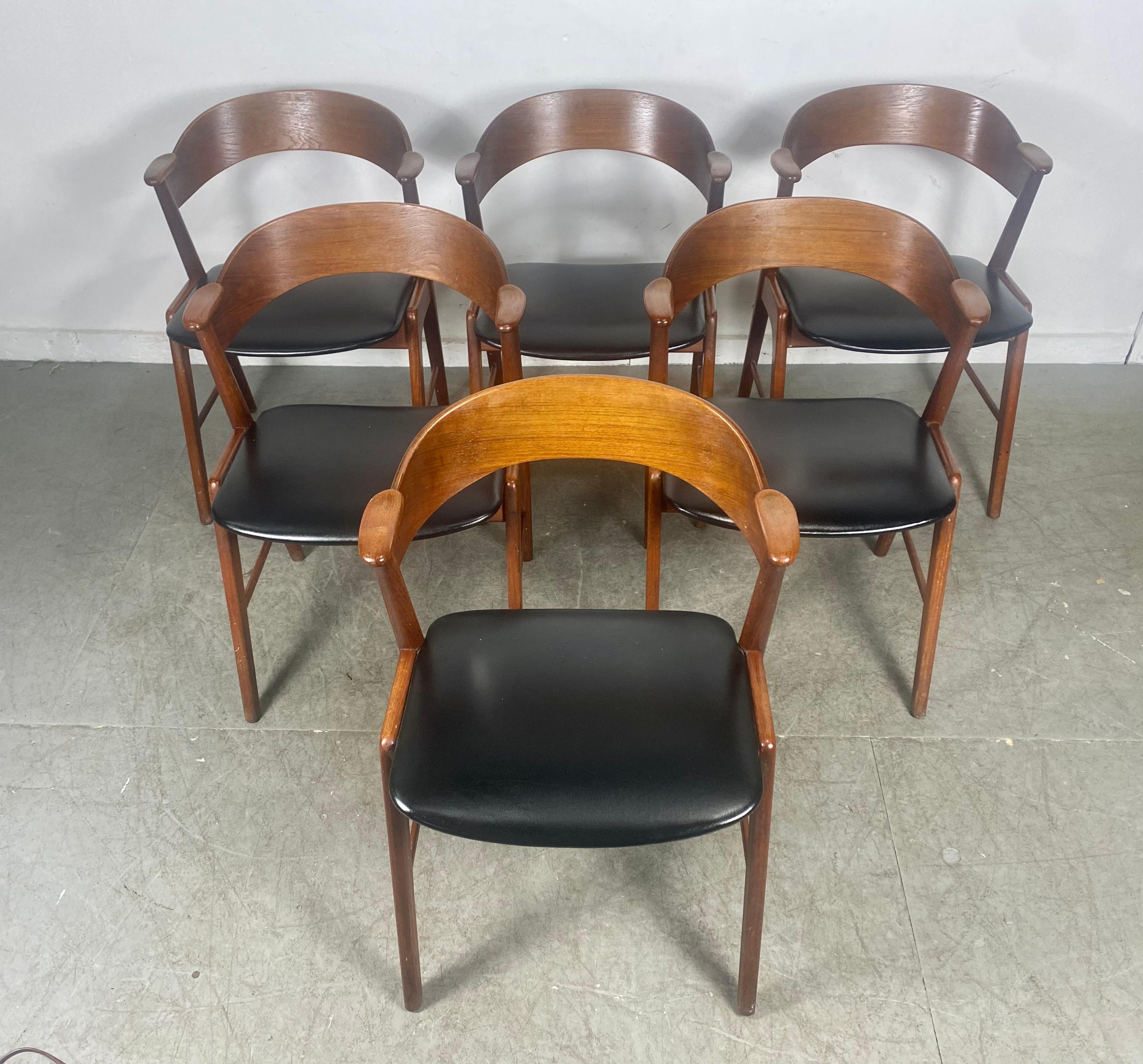 Set 6 Sculptural Teak Dining Chairs by Kai Kristiansen for K.S.Moblier / Denmark 3