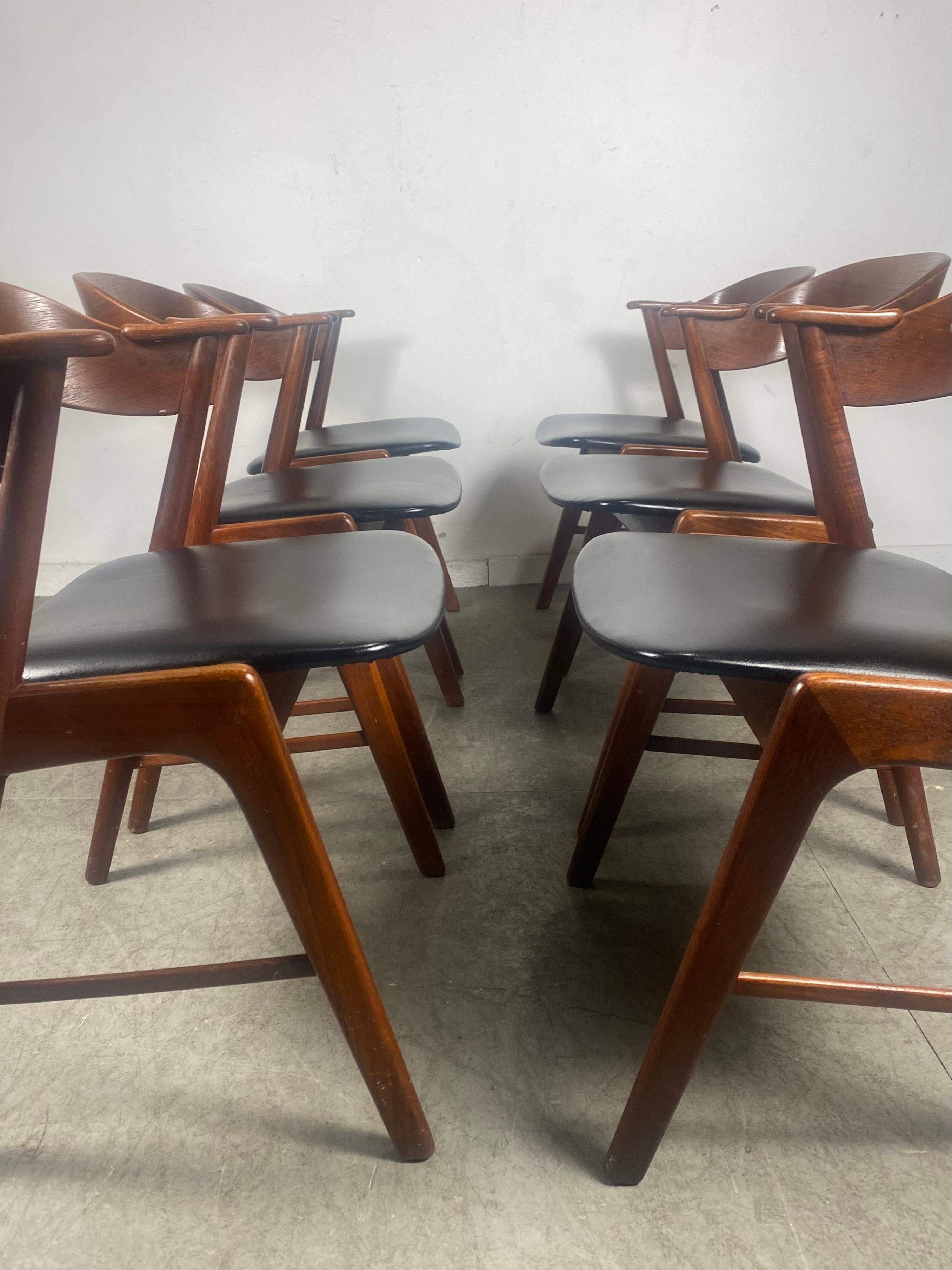 Set 6 Sculptural Teak Dining Chairs by Kai Kristiansen for K.S.Moblier / Denmark 2