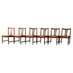 Set of 6 Scandinavian teak chairs with yellow seat