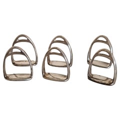 set 6 silver napkin rings  modelled as stirrups