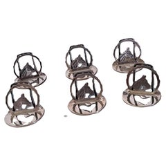 set 6 silver place holders modelled as horses heads