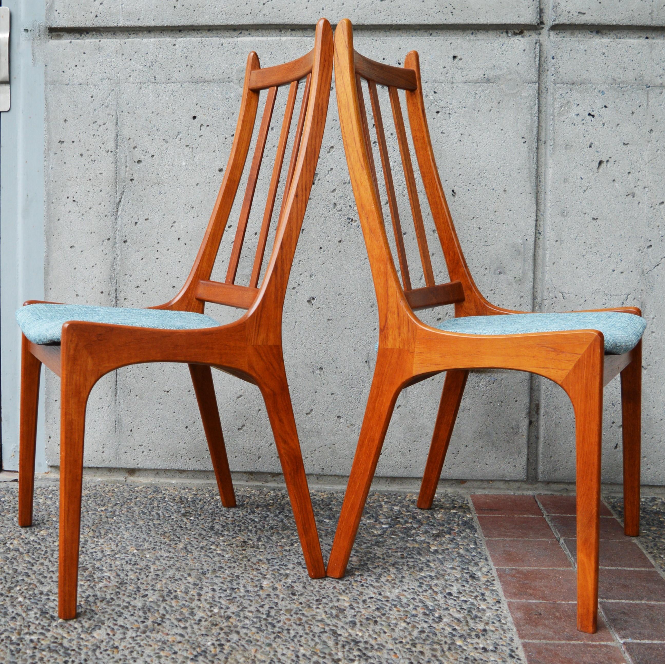 Danish Set of 6 Solid Teak Comb Back Dining Chairs by Kai Kristiansen, Denmark, 1960s