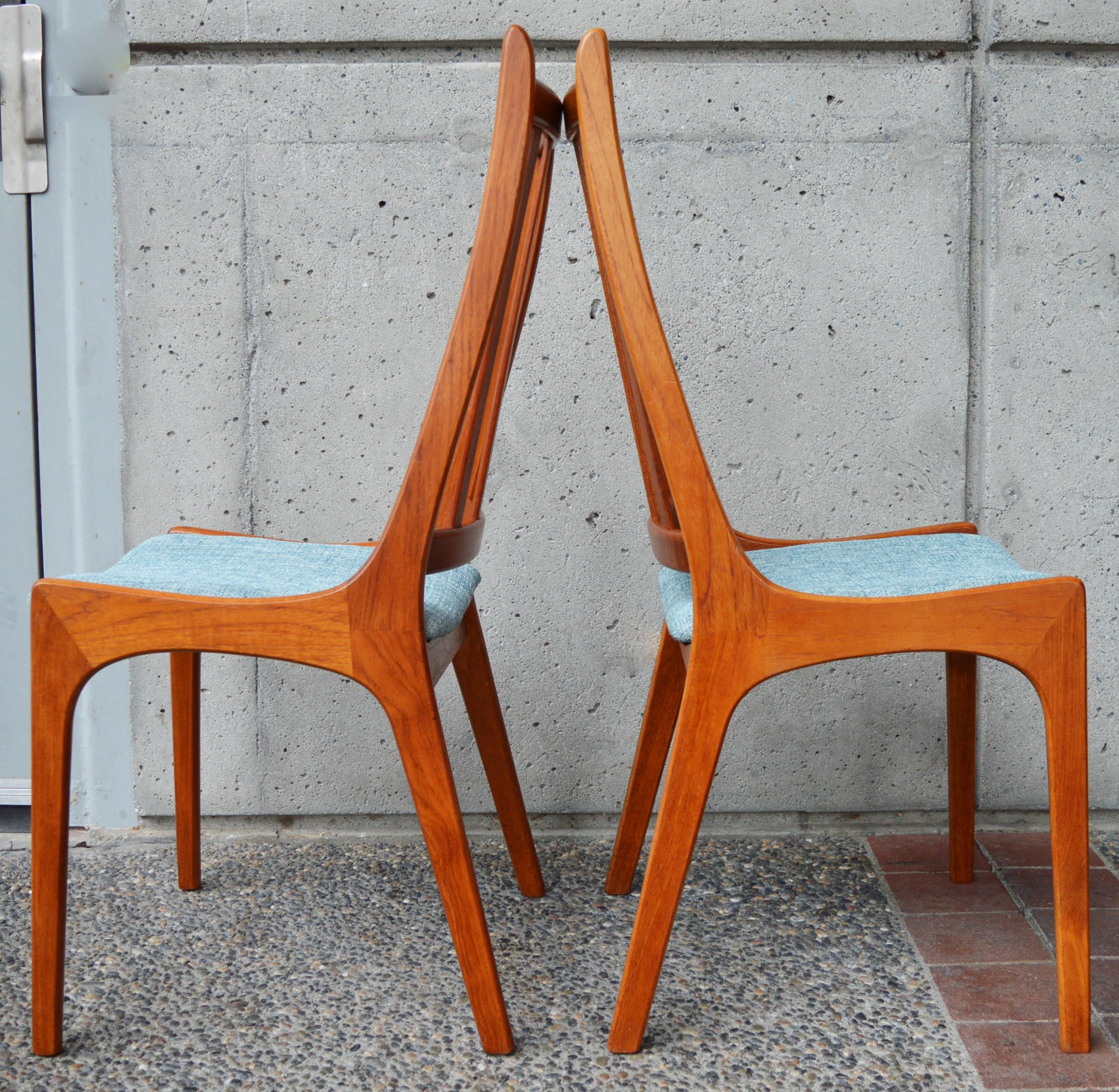 Mid-20th Century Set of 6 Solid Teak Comb Back Dining Chairs by Kai Kristiansen, Denmark, 1960s