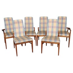 Set 6 Solid Walnut Harvey Probber Mid Century Dining Chairs