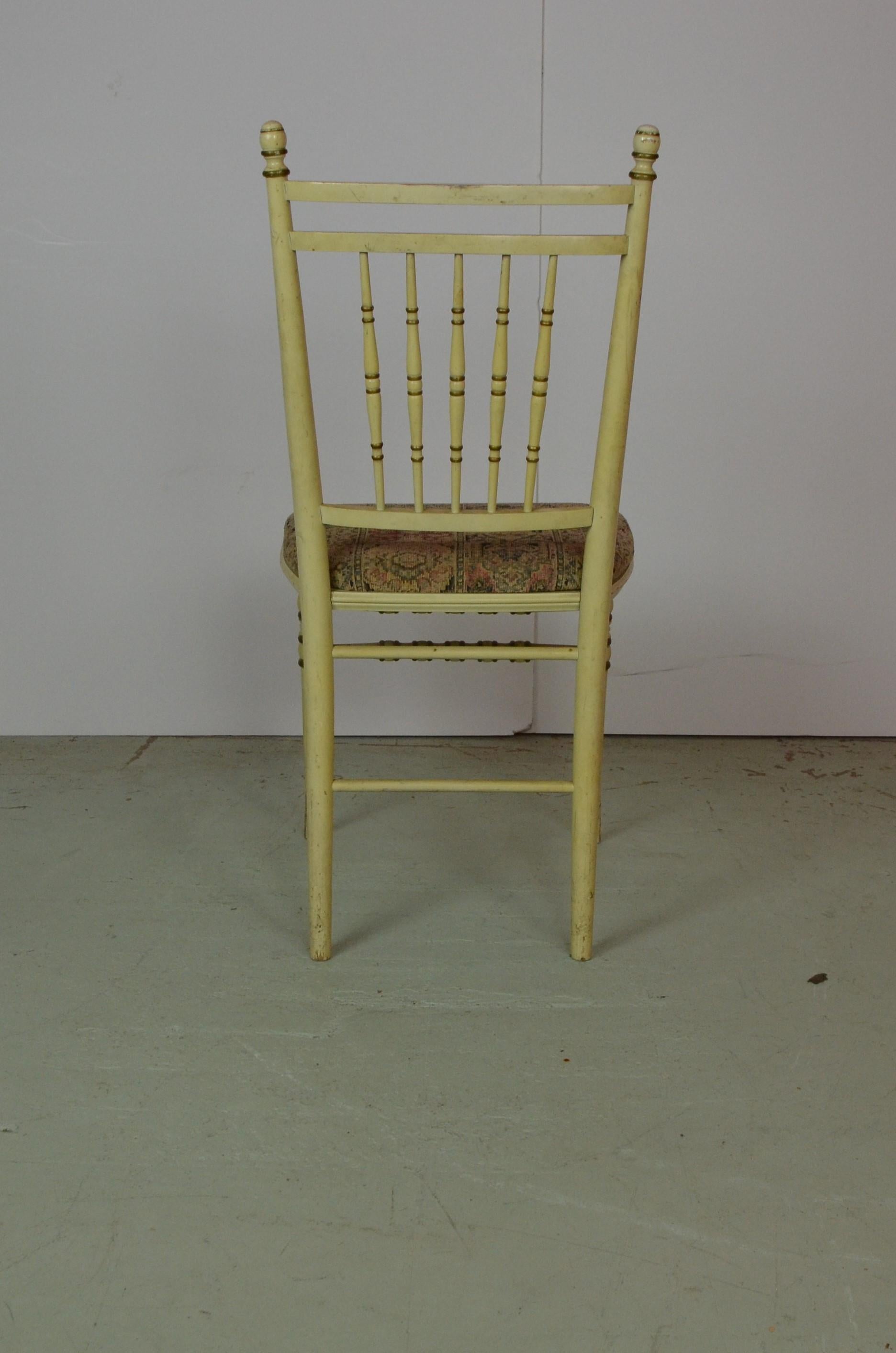 French Set of 6 Spindle Back Painted Chairs