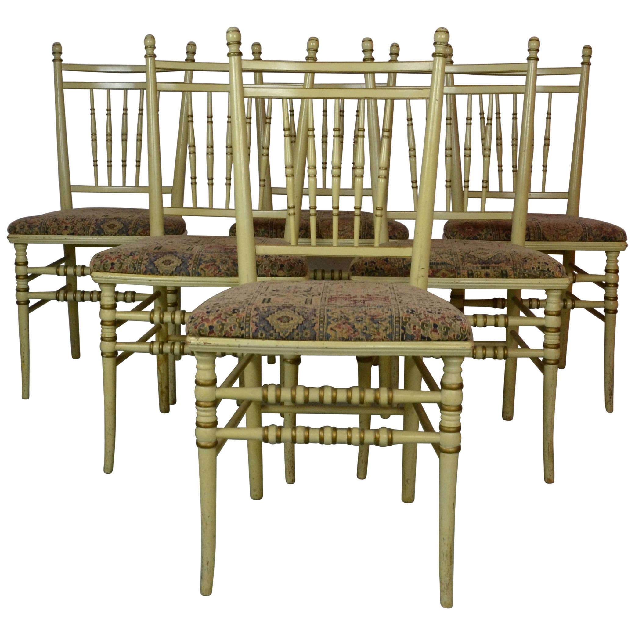 Set of 6 Spindle Back Painted Chairs