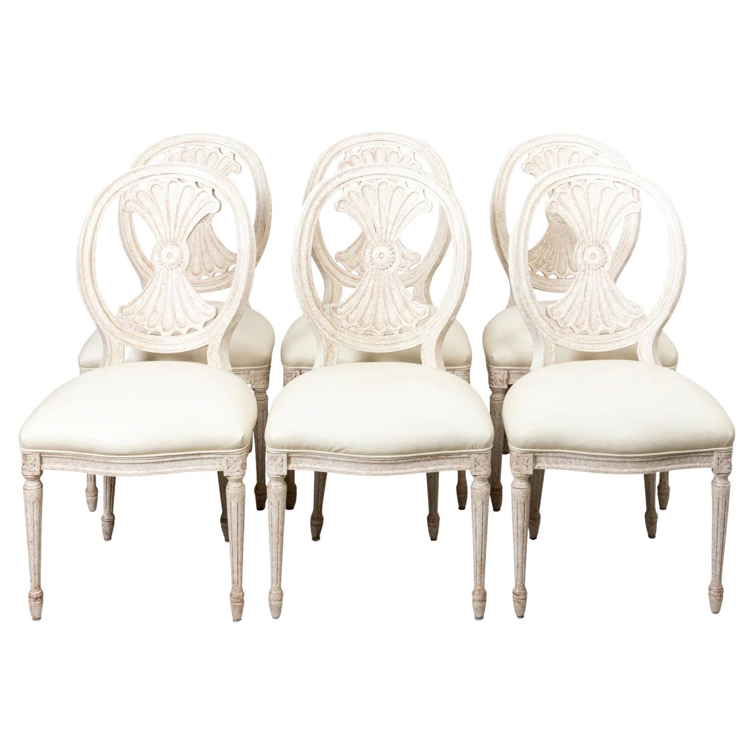 Set 6 Swedish Style Dining Chairs For Sale