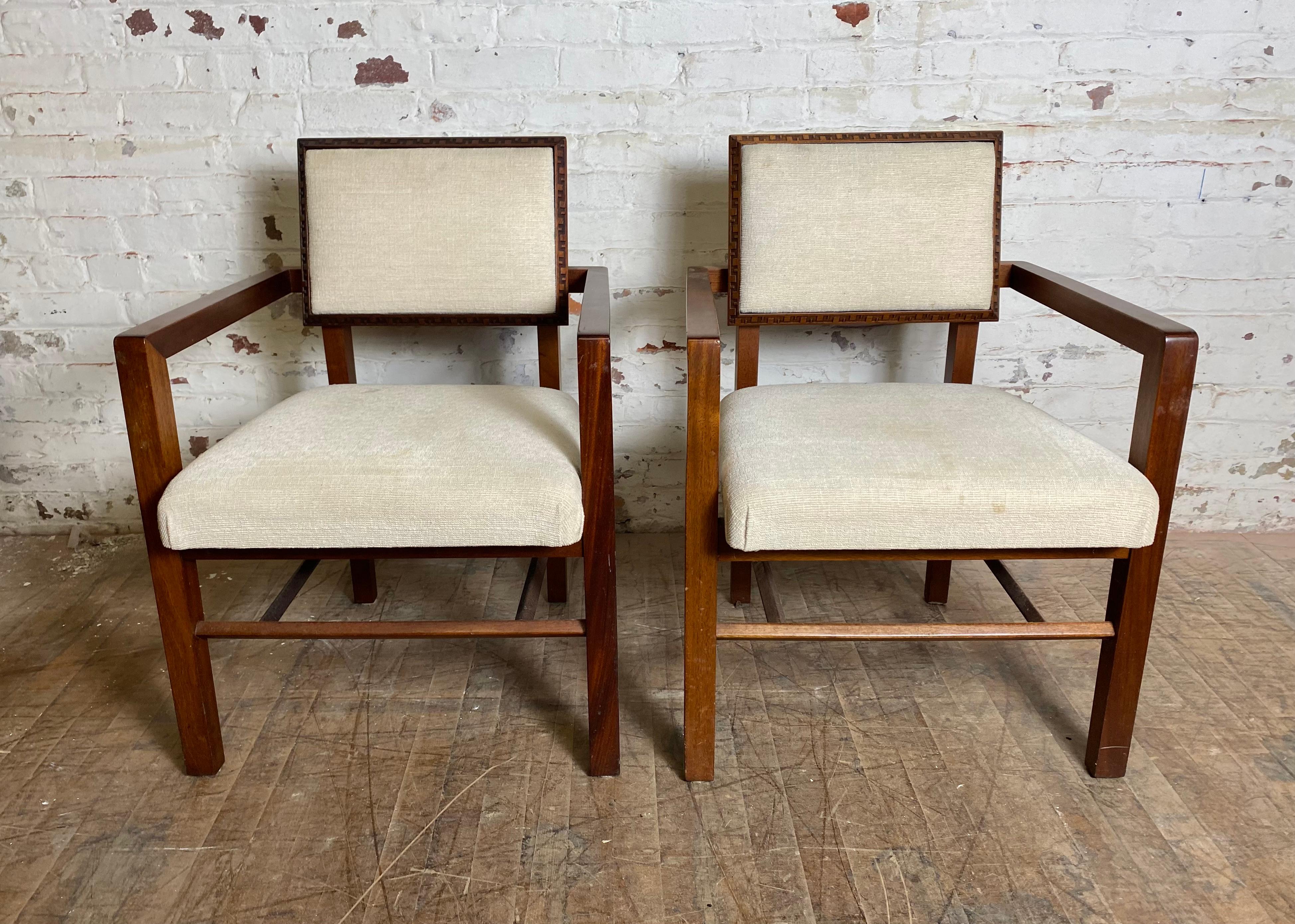 Fabric Set '6' Taliesin Dining Chairs by Frank Lloyd Wright for Heritage-Henredon