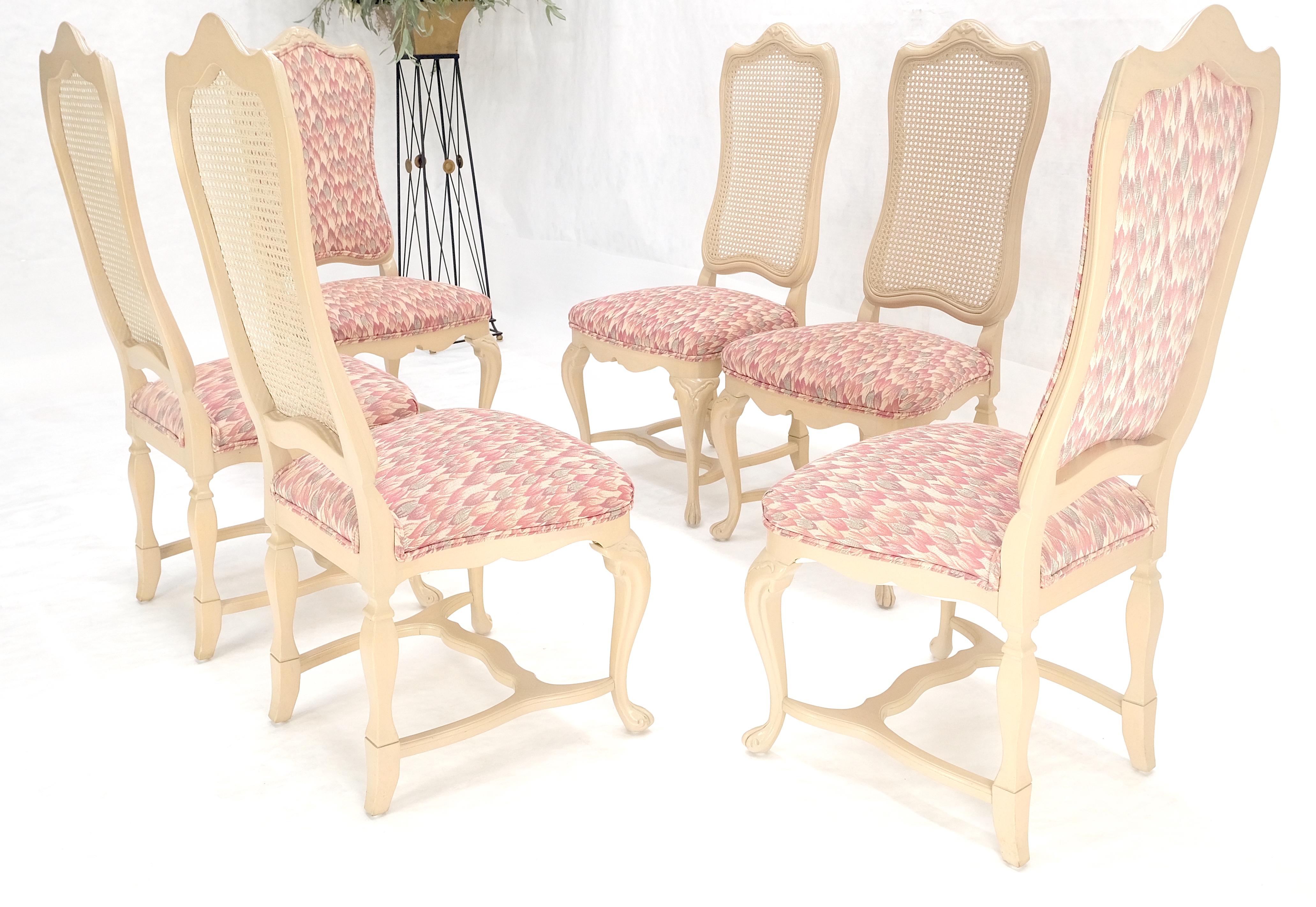 Juego 6 Respaldo Alto Grueso Lacado Crema Tallado Francés  Sillas de comedor Camillas MINT en venta 6