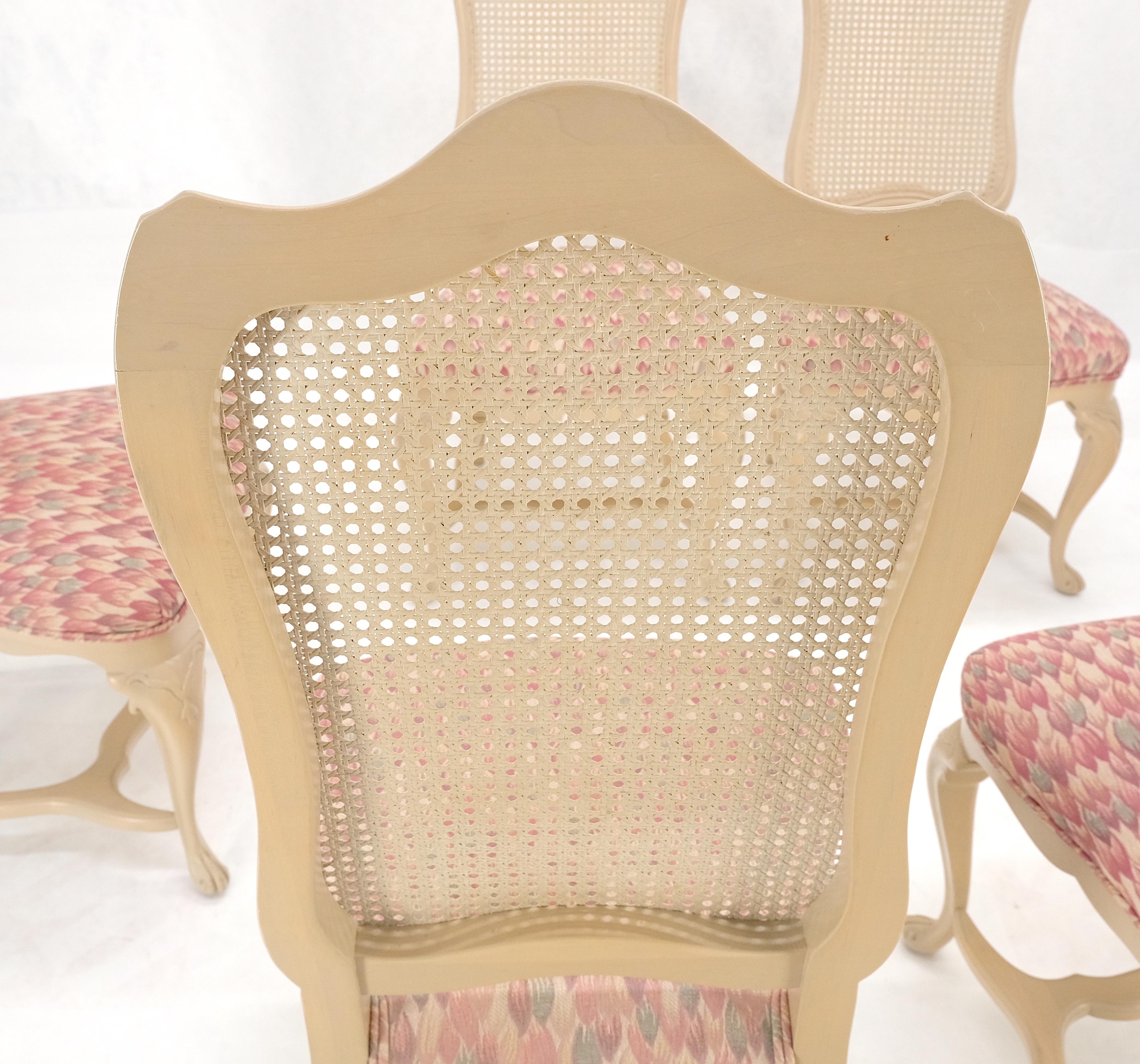 Juego 6 Respaldo Alto Grueso Lacado Crema Tallado Francés  Sillas de comedor Camillas MINT siglo XX en venta