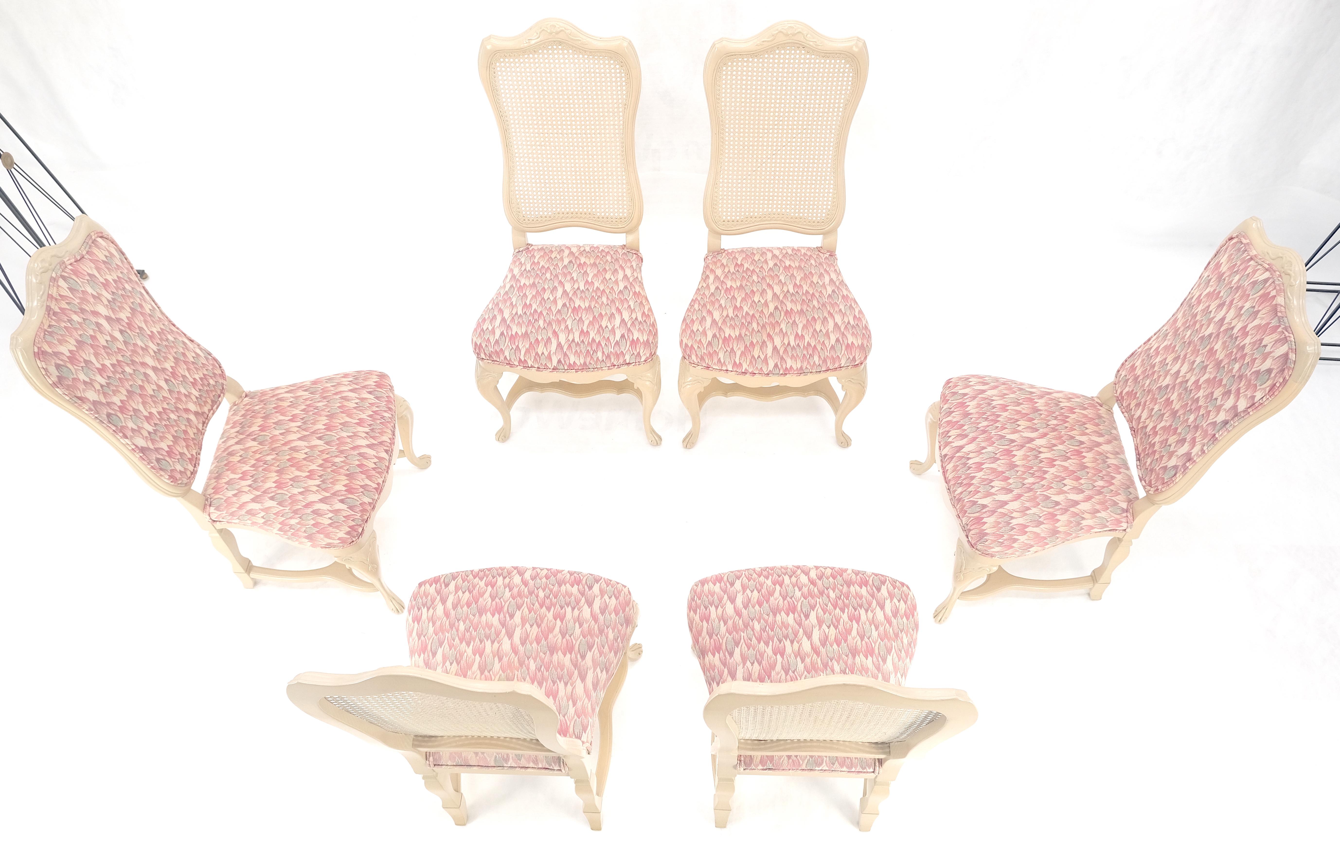 Juego 6 Respaldo Alto Grueso Lacado Crema Tallado Francés  Sillas de comedor Camillas MINT Tapicería en venta
