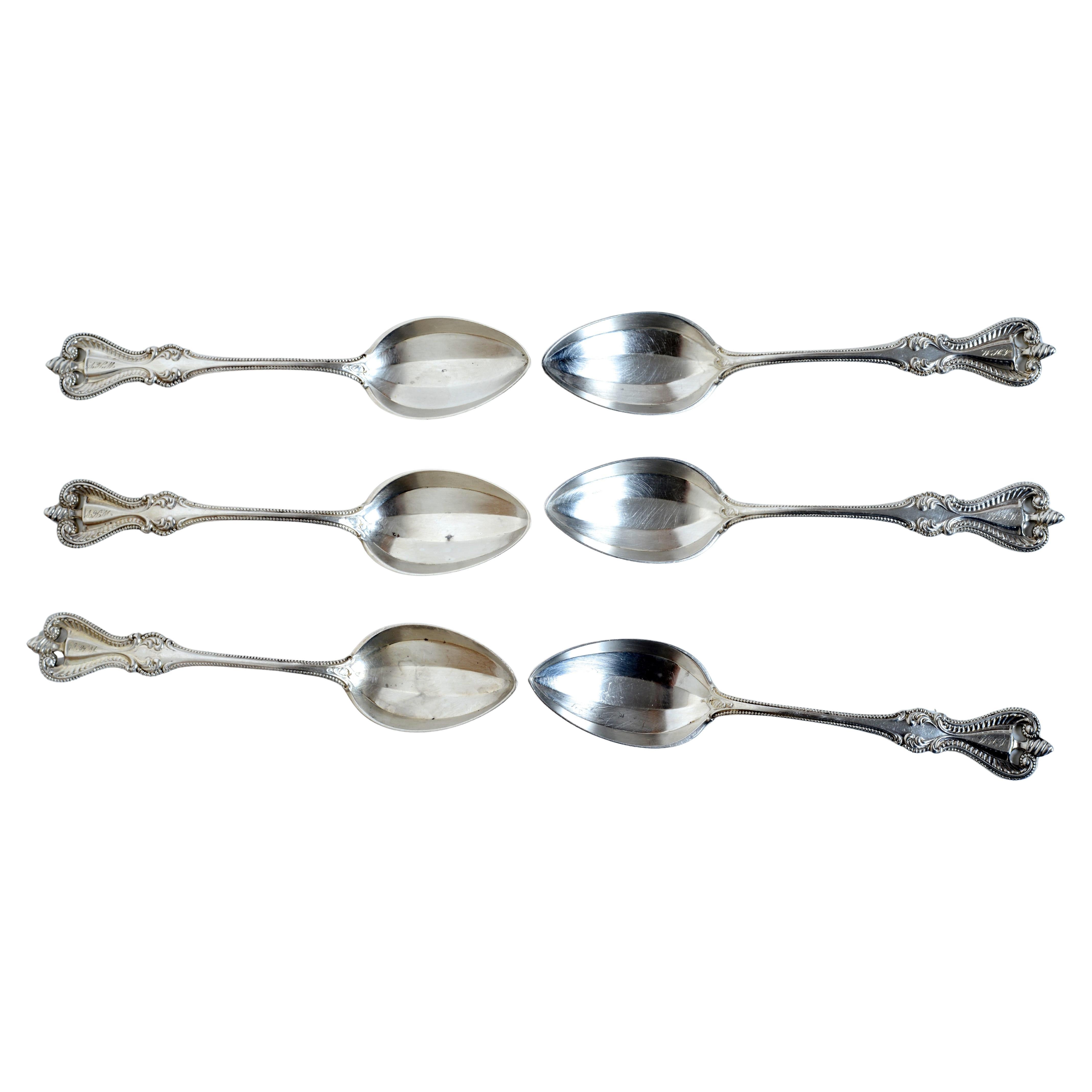 Set 6 Towle "Old Colonial Pattern" Sterling Silver Monogrammed Tea Spoons For Sale