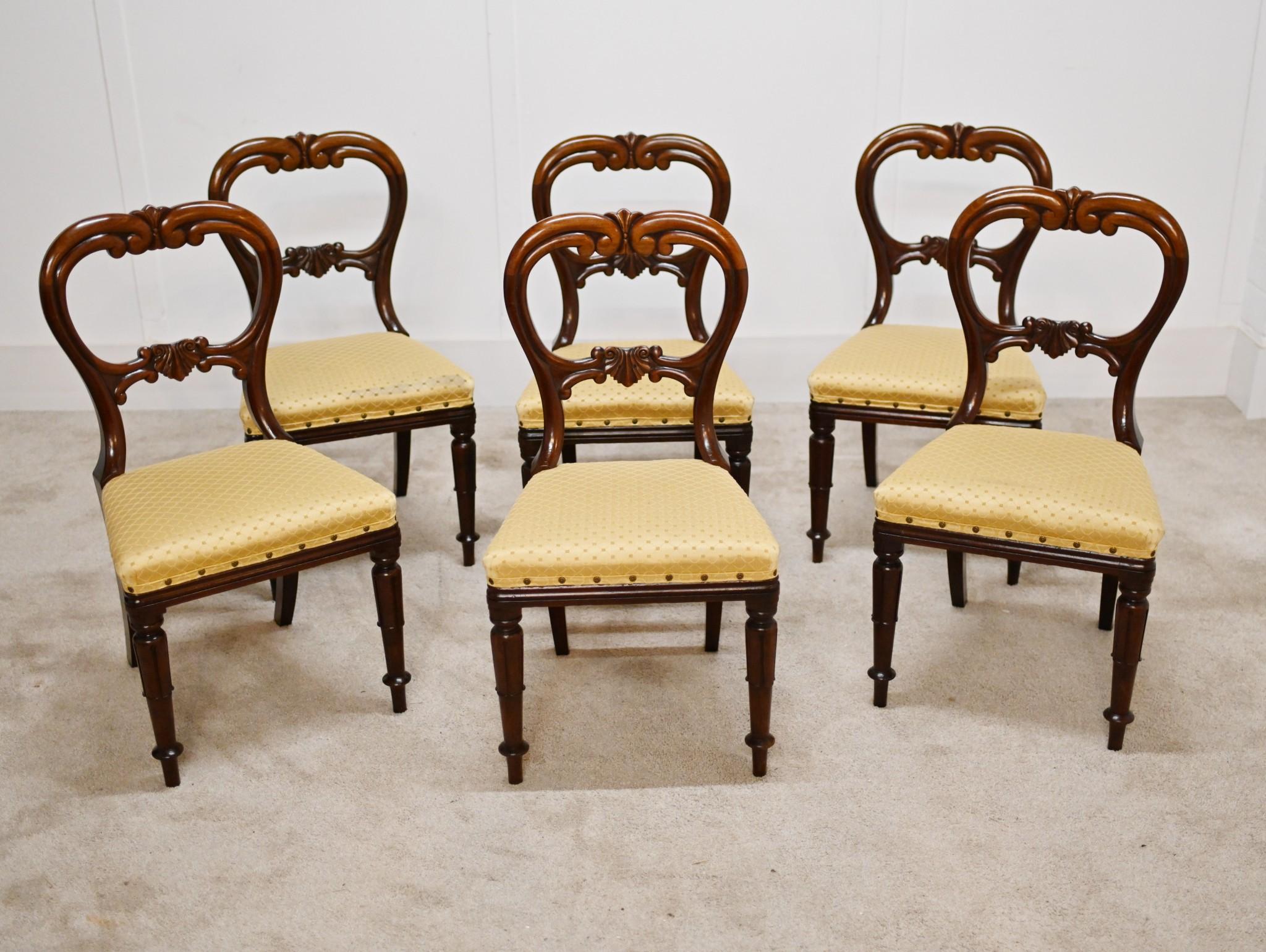 Ensemble de 6 chaises de salle à manger victoriennes 1840 en vente 5