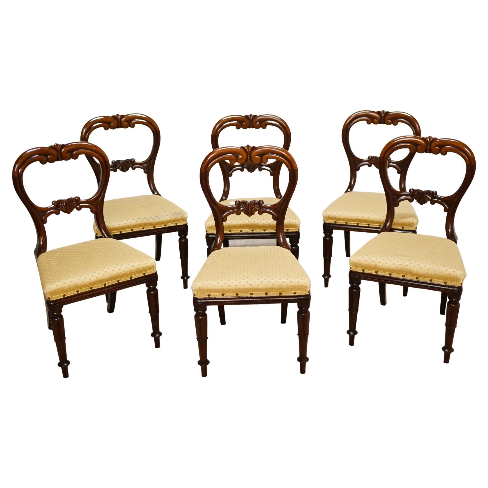 Ensemble de 6 chaises de salle à manger victoriennes 1840 en vente