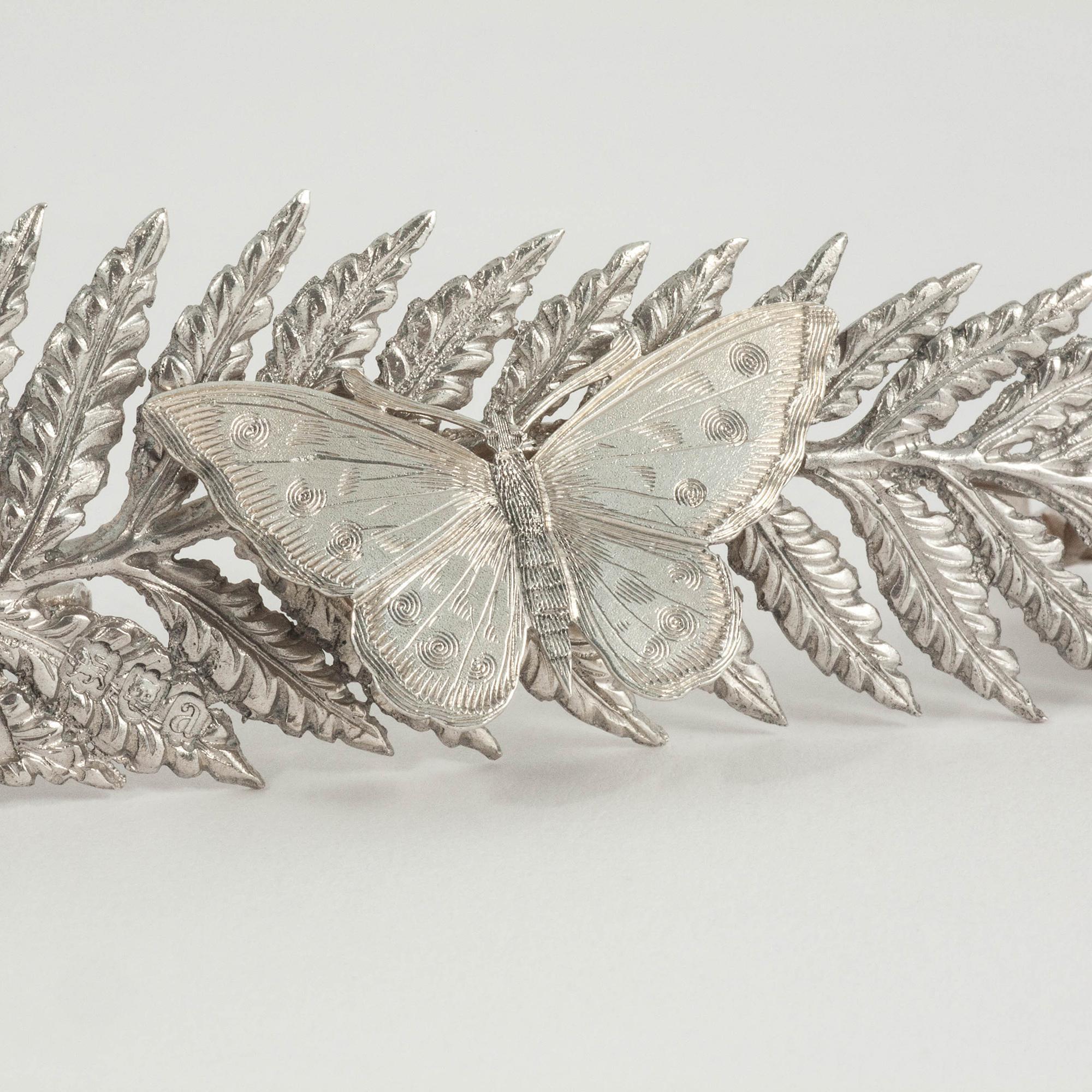 English Set 6 Victorian Silver Butterfly Menu or Place Card Holders