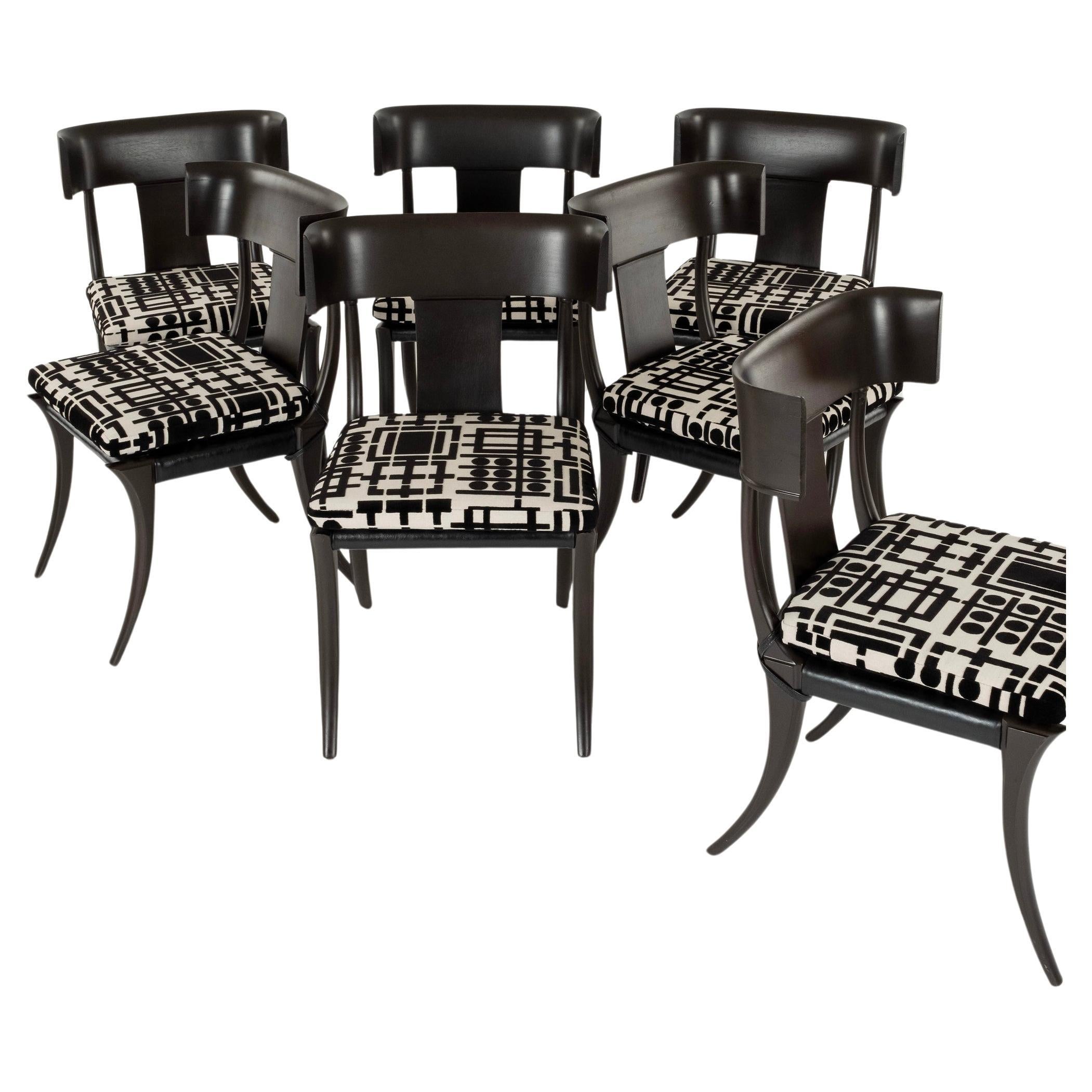 Set 6 Vintage Klismos Style Dining Chairs