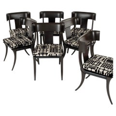 Ensemble de 6 chaises de salle à manger vintage de style Klismos
