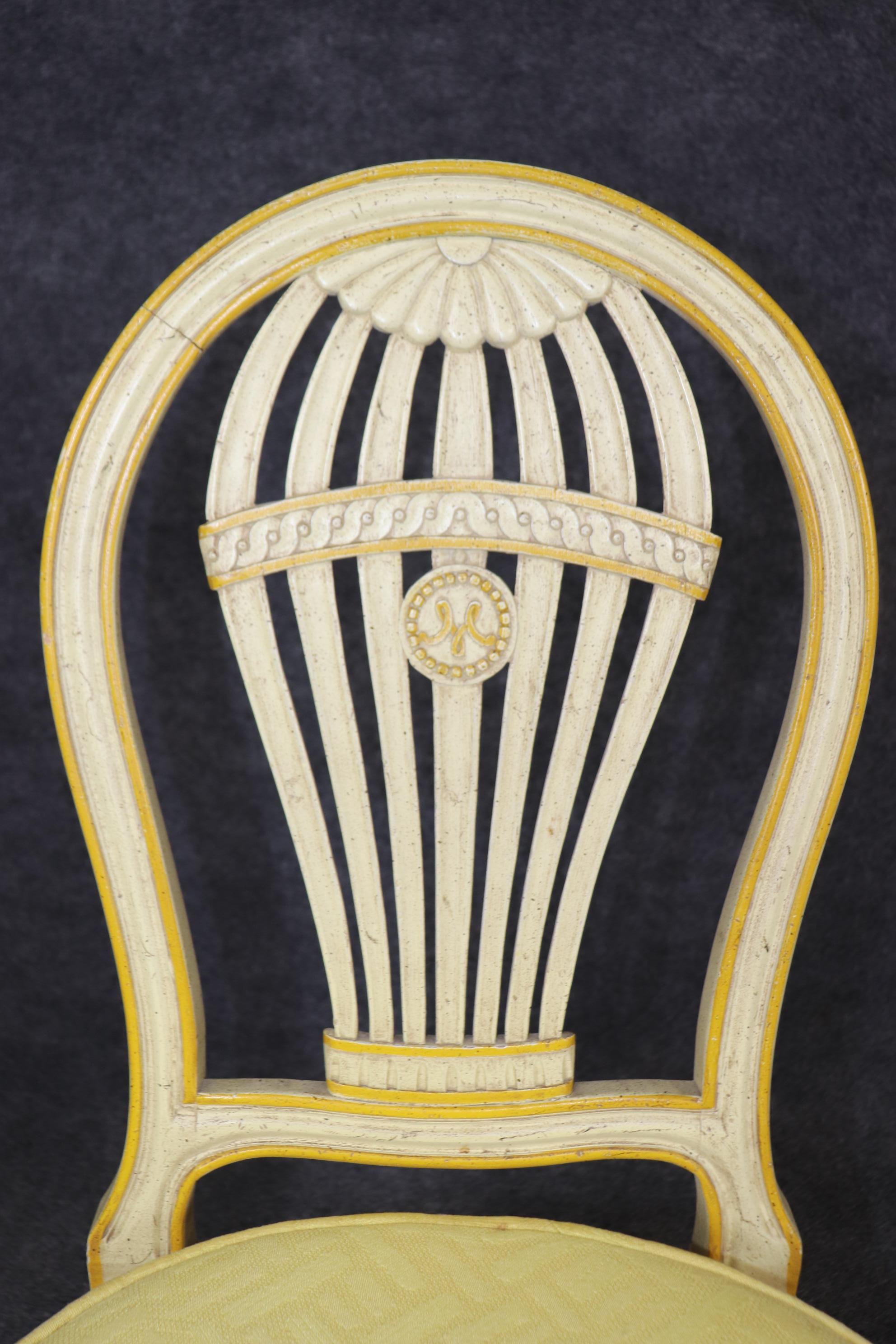 Set 6 Widdicomb Paint Decorated French Louis XVI Balloon Back Dining Chairs 4
