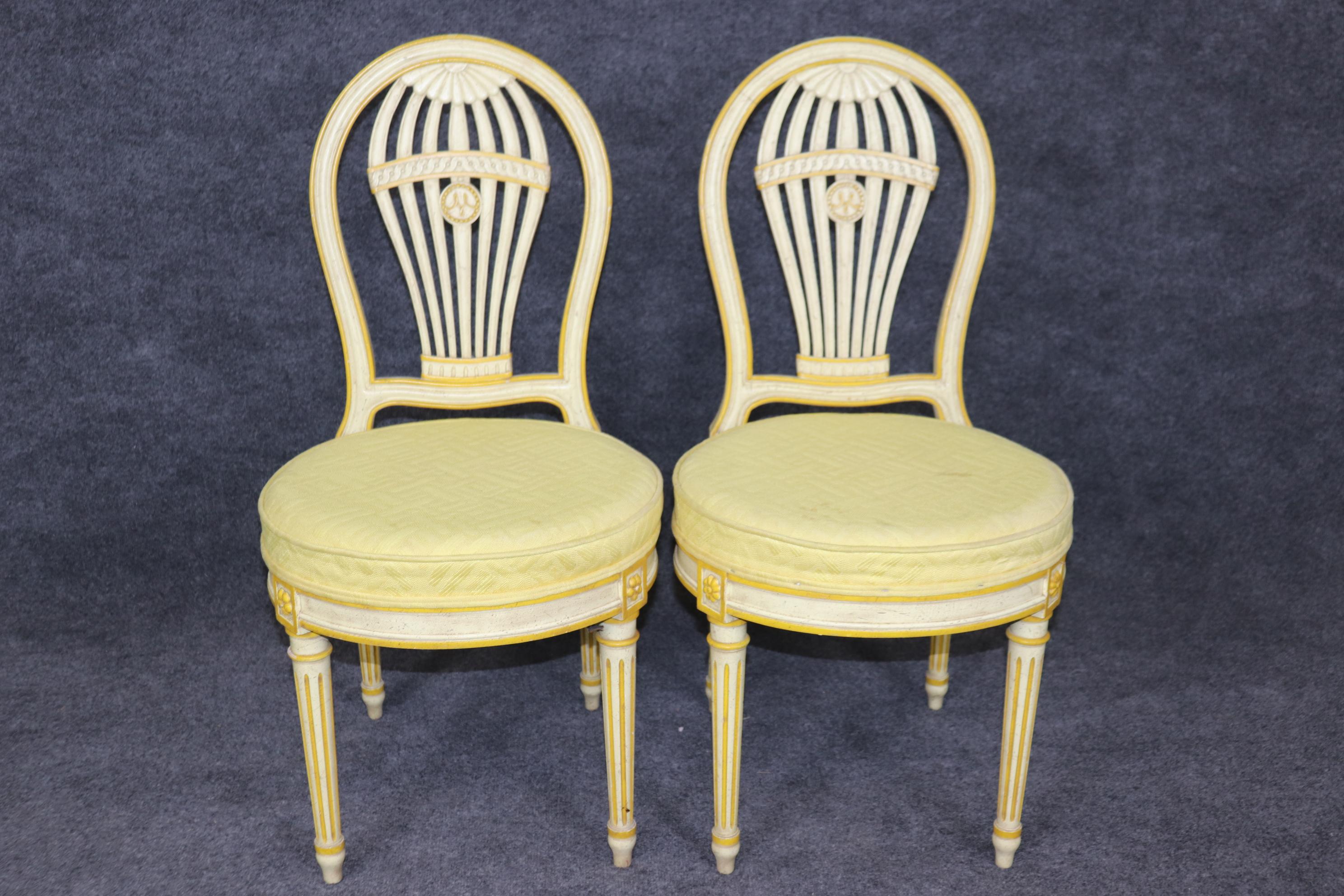 Set 6 Widdicomb Paint Decorated French Louis XVI Balloon Back Dining Chairs In Good Condition In Swedesboro, NJ