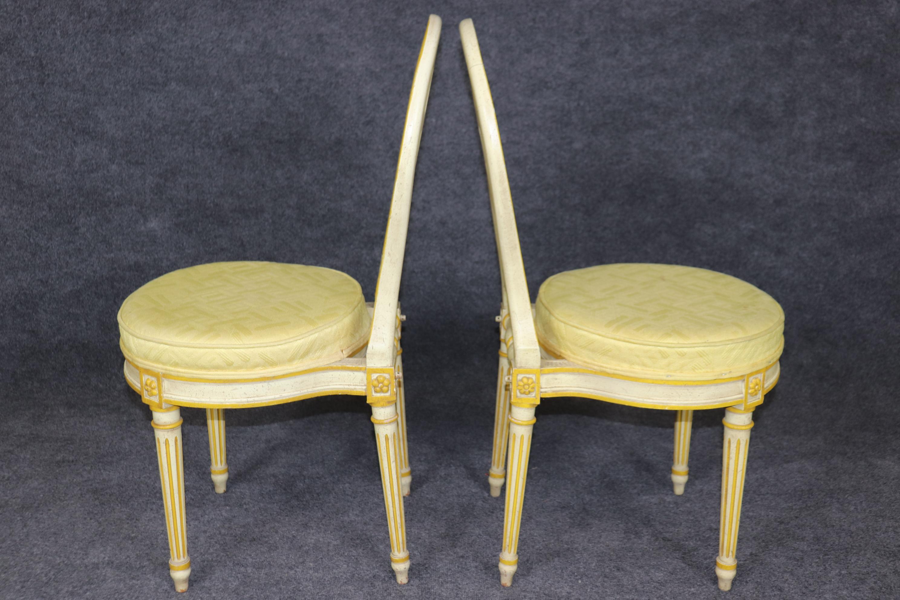 Mid-20th Century Set 6 Widdicomb Paint Decorated French Louis XVI Balloon Back Dining Chairs