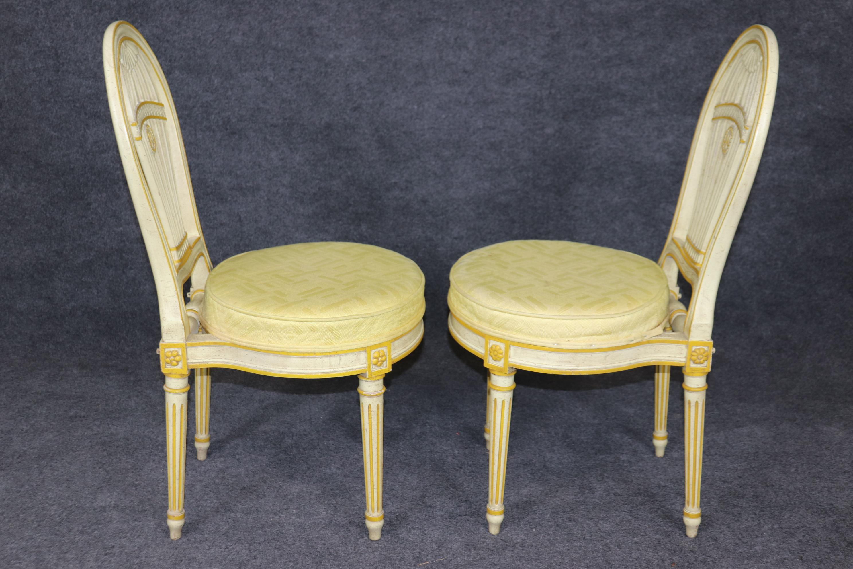 Set 6 Widdicomb Paint Decorated French Louis XVI Balloon Back Dining Chairs 1