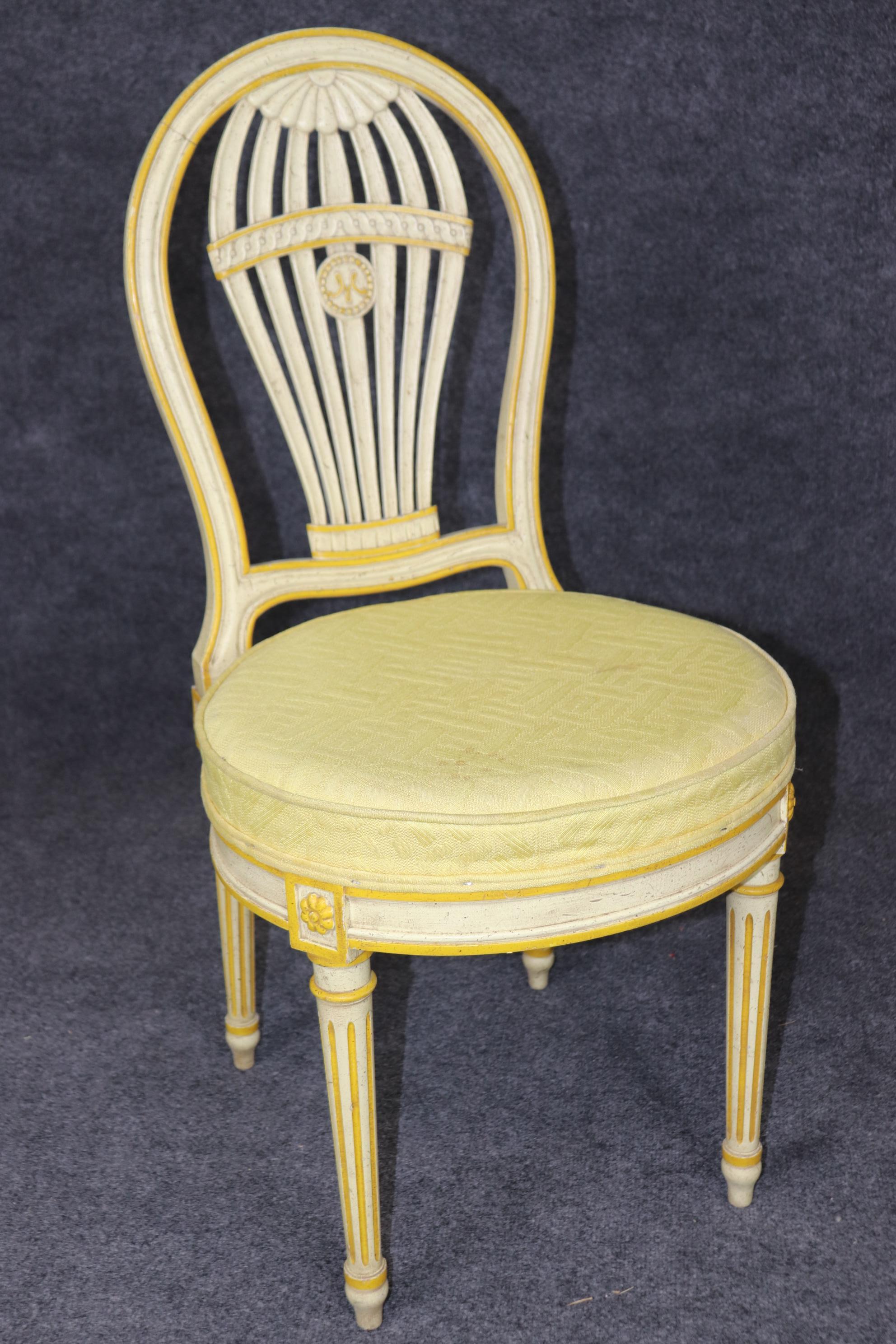 Set 6 Widdicomb Paint Decorated French Louis XVI Balloon Back Dining Chairs 2