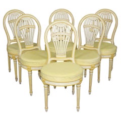 Set 6 Widdicomb Paint Decorated French Louis XVI Balloon Back Dining Chairs