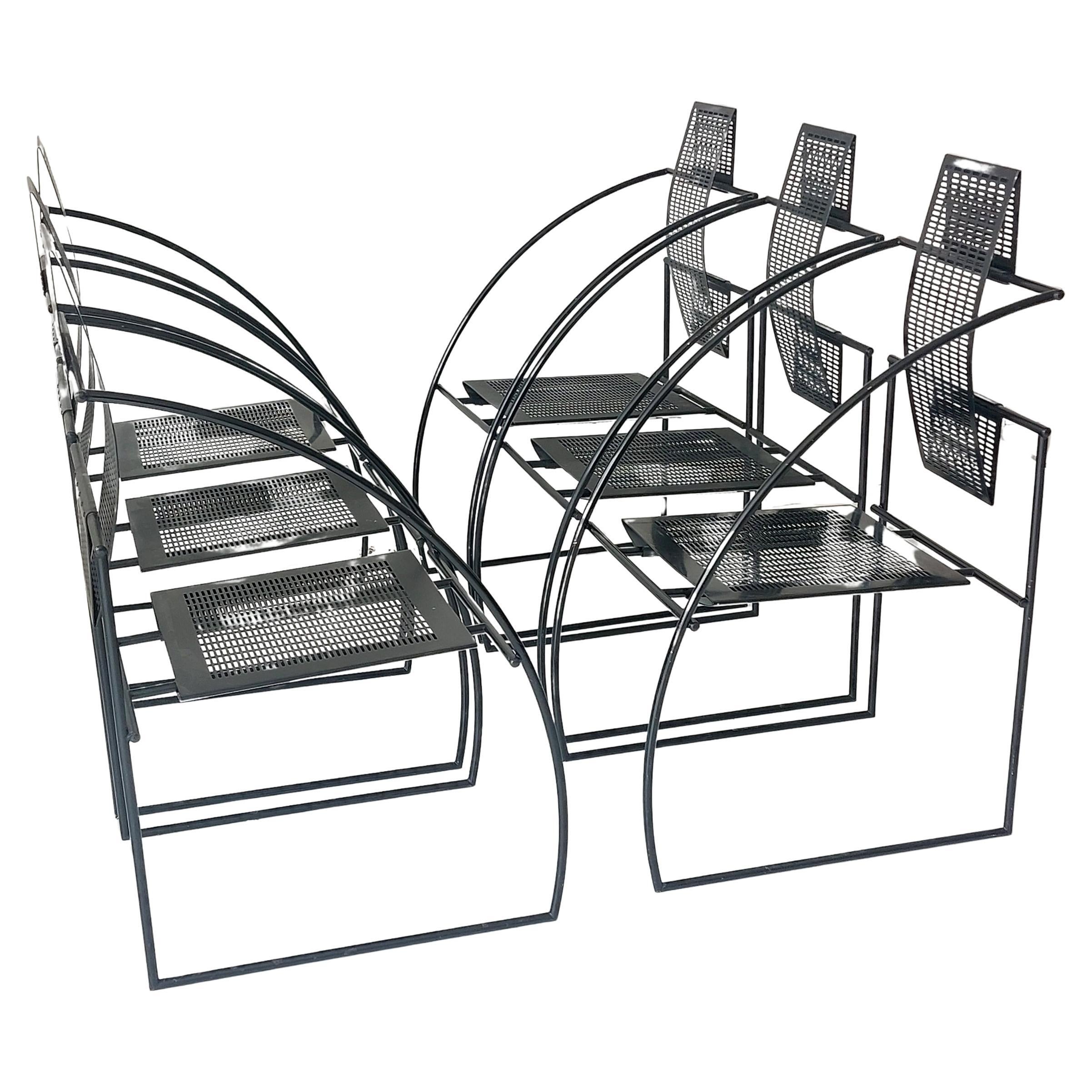Set 6x Mario Botta La Quinta chair for Alias Switzerland 1985


fantastic set of 6 chairs designed by Mario Botta for Alias Switzerland in the 1980s.
original condition with original black lacquer.
nice metal chairs who sit very comfortable although
