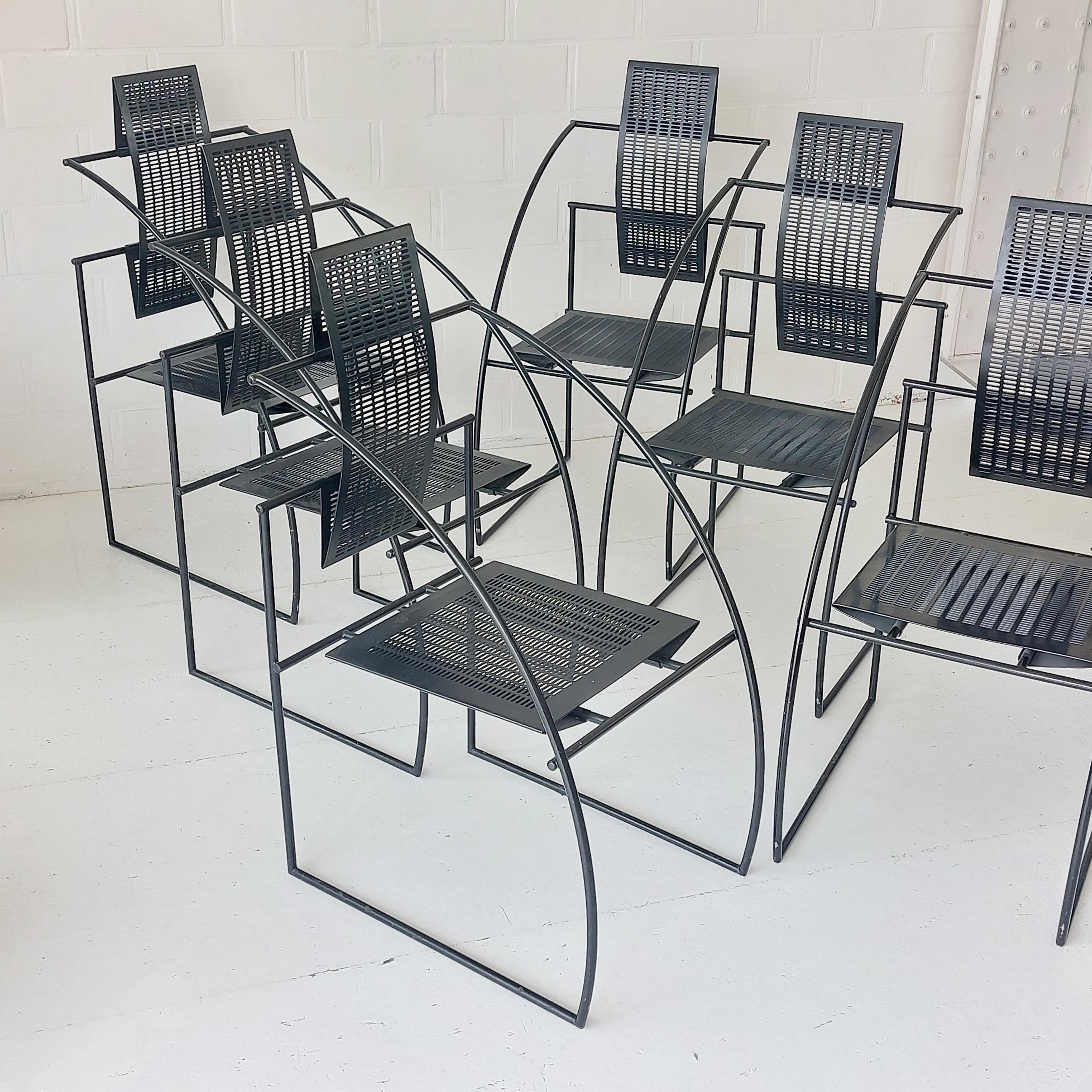 Metal Set 6x Mario Botta La Quinta chair for Alias Switzerland 1985 For Sale