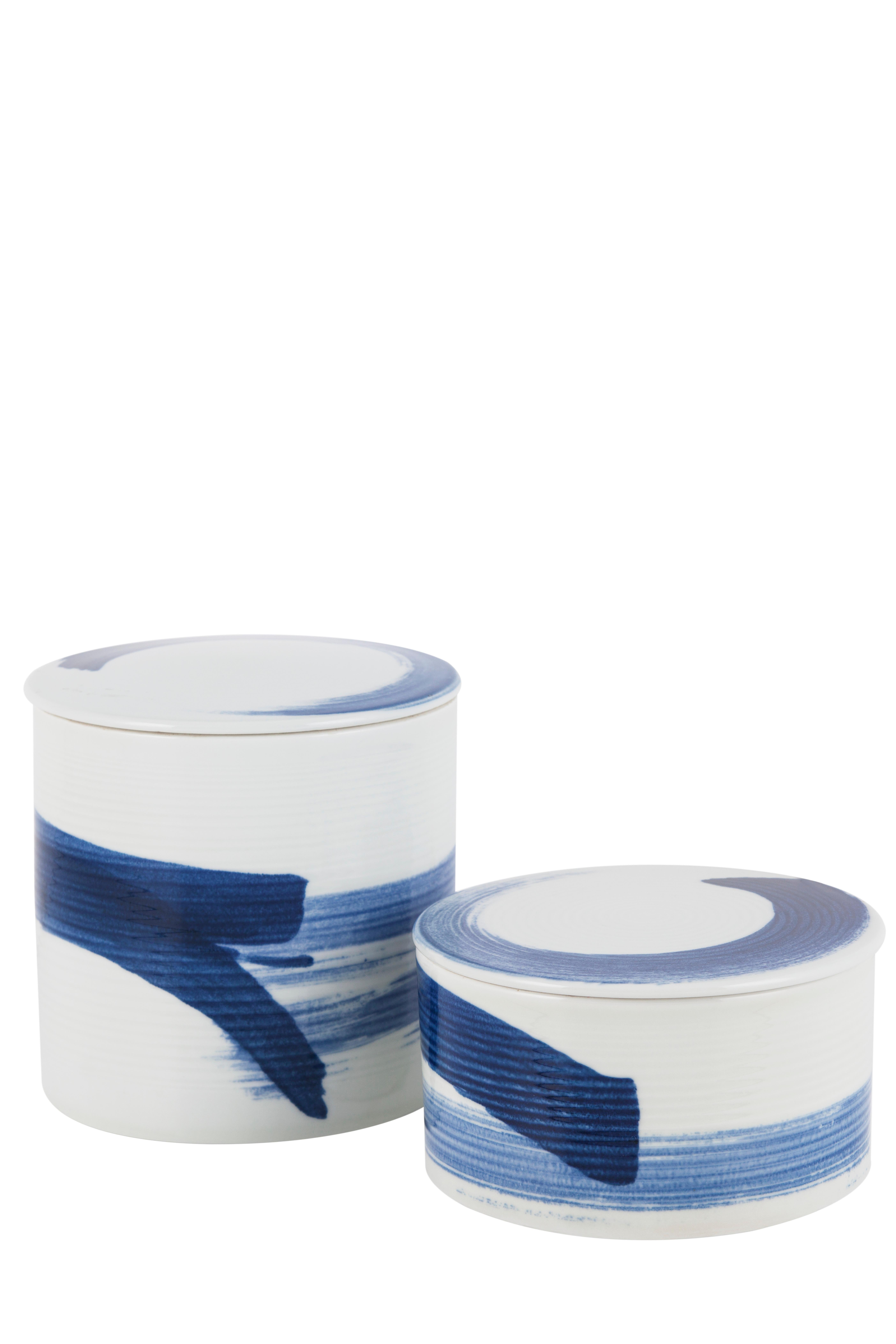 Fait main Set/7 pots et vases en céramique, bronze bleu et blanc, faits à la main au Portugal Lusitanus Home en vente
