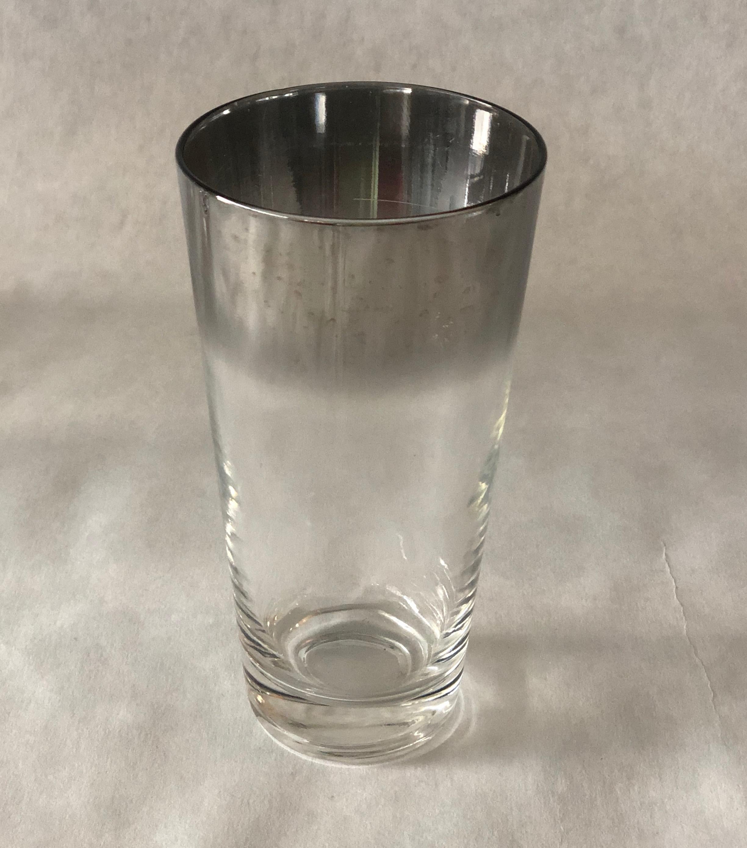 Mid-Century Modern Set/7 Dorothy Thorpe Style Mercury Fade Ombre Cocktail Highball Drinks Glasses For Sale
