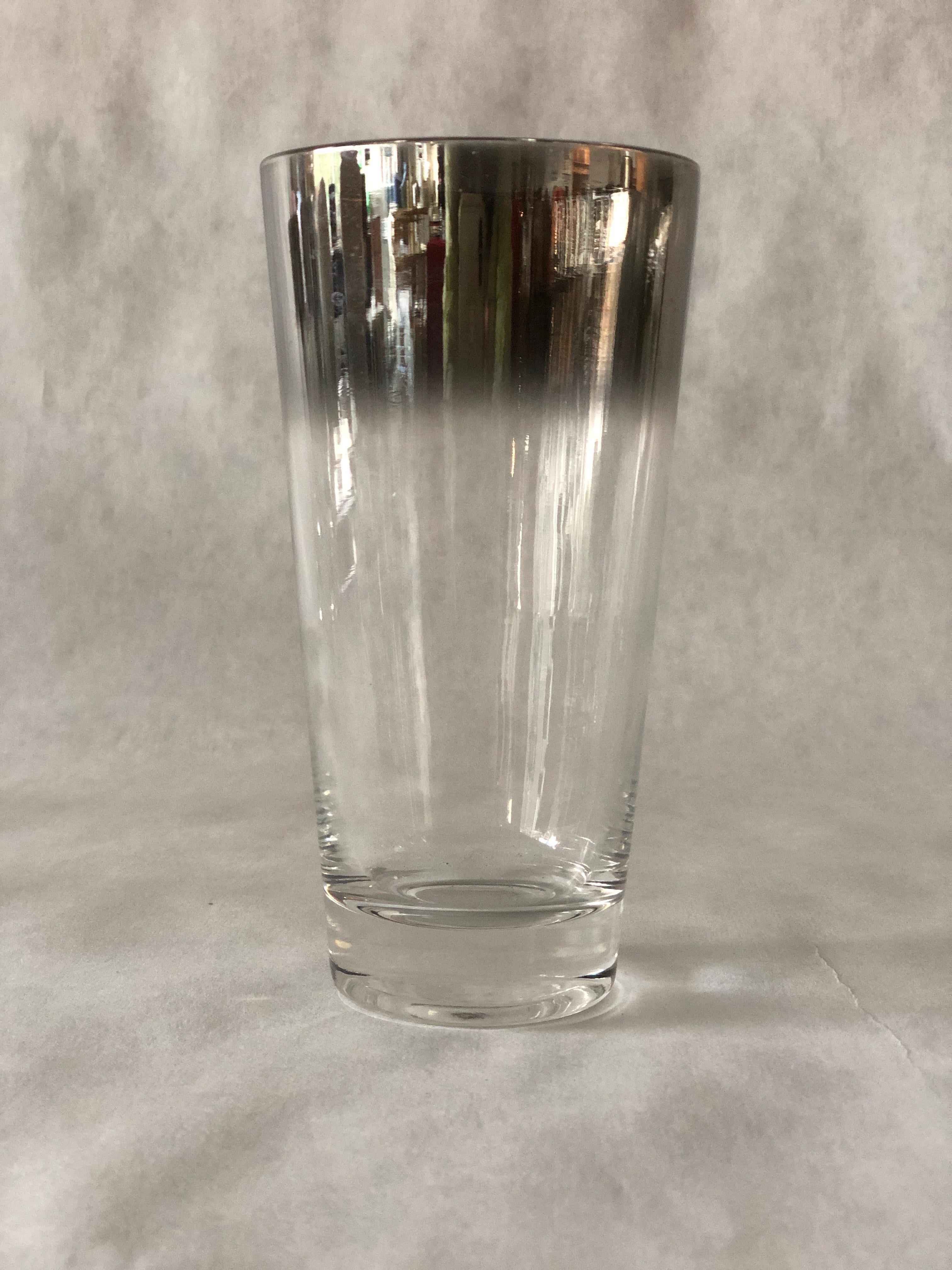 Silvered Set/7 Dorothy Thorpe Style Mercury Fade Ombre Cocktail Highball Drinks Glasses For Sale