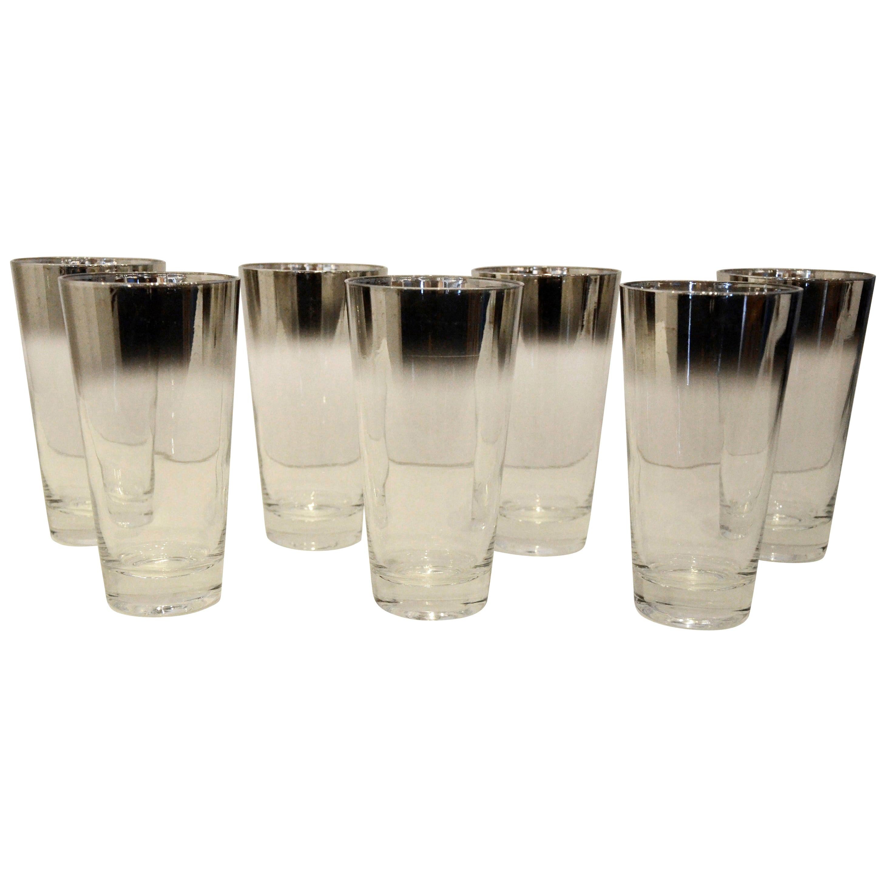 Set/7 Dorothy Thorpe Style Mercury Fade Ombre Cocktail Highball Drinks Glasses For Sale