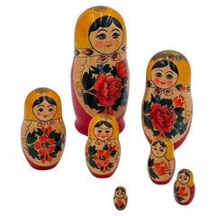 Set 7 Matrioska In legno anni 80 vintage