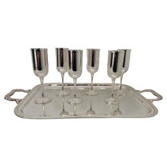Set 7 pz.Tray and six Flutes, all 800 silver
