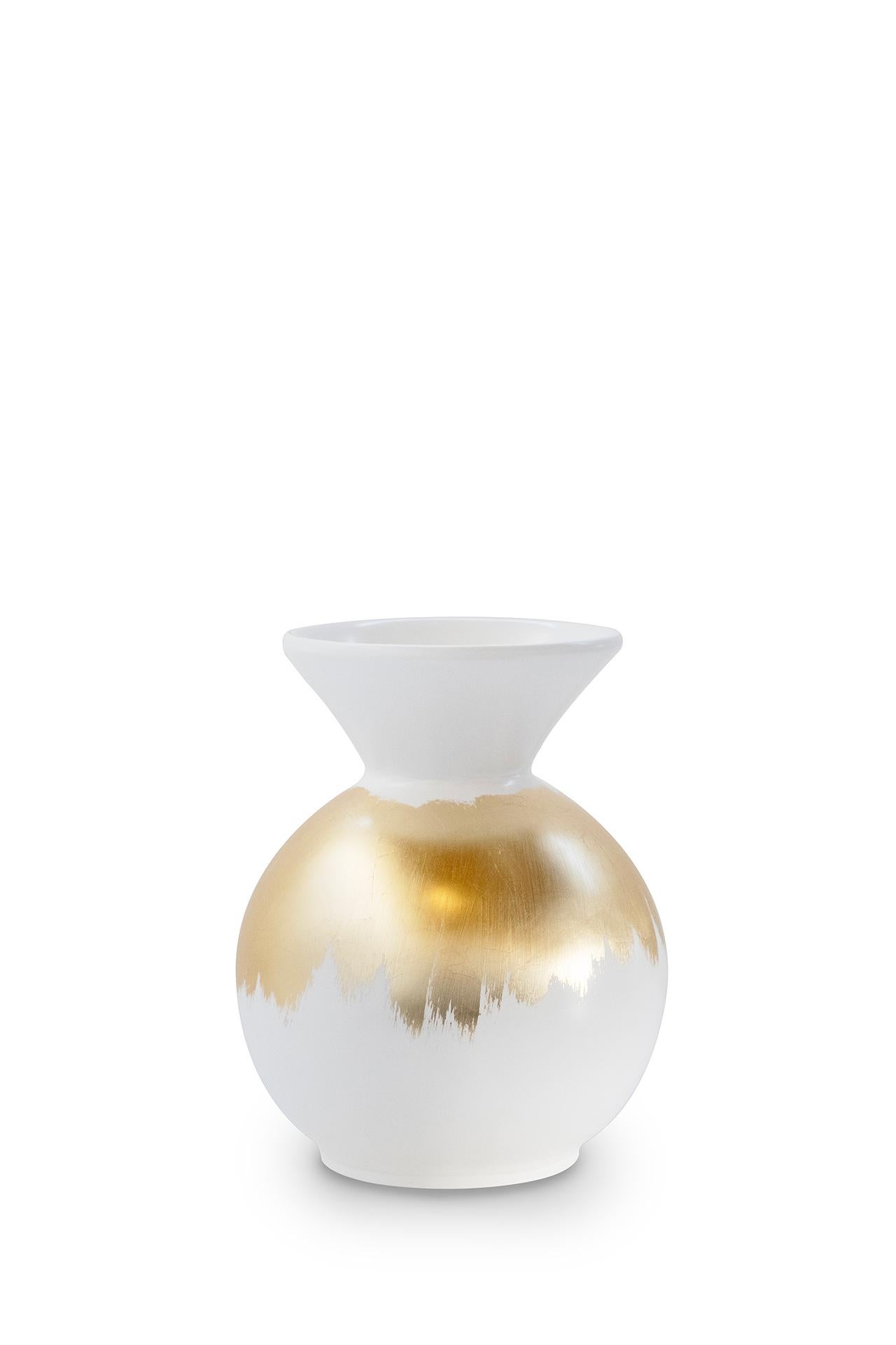 Set/7 Resin and Ceramic Pots & Vases White Gold Handmade Portugal Lusitanus Home For Sale 3