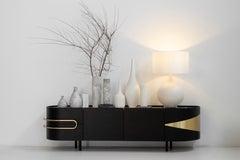 Set/7 White Ceramic Vases w/ grey paint, Handmade in Portugal by Lusitanus Home