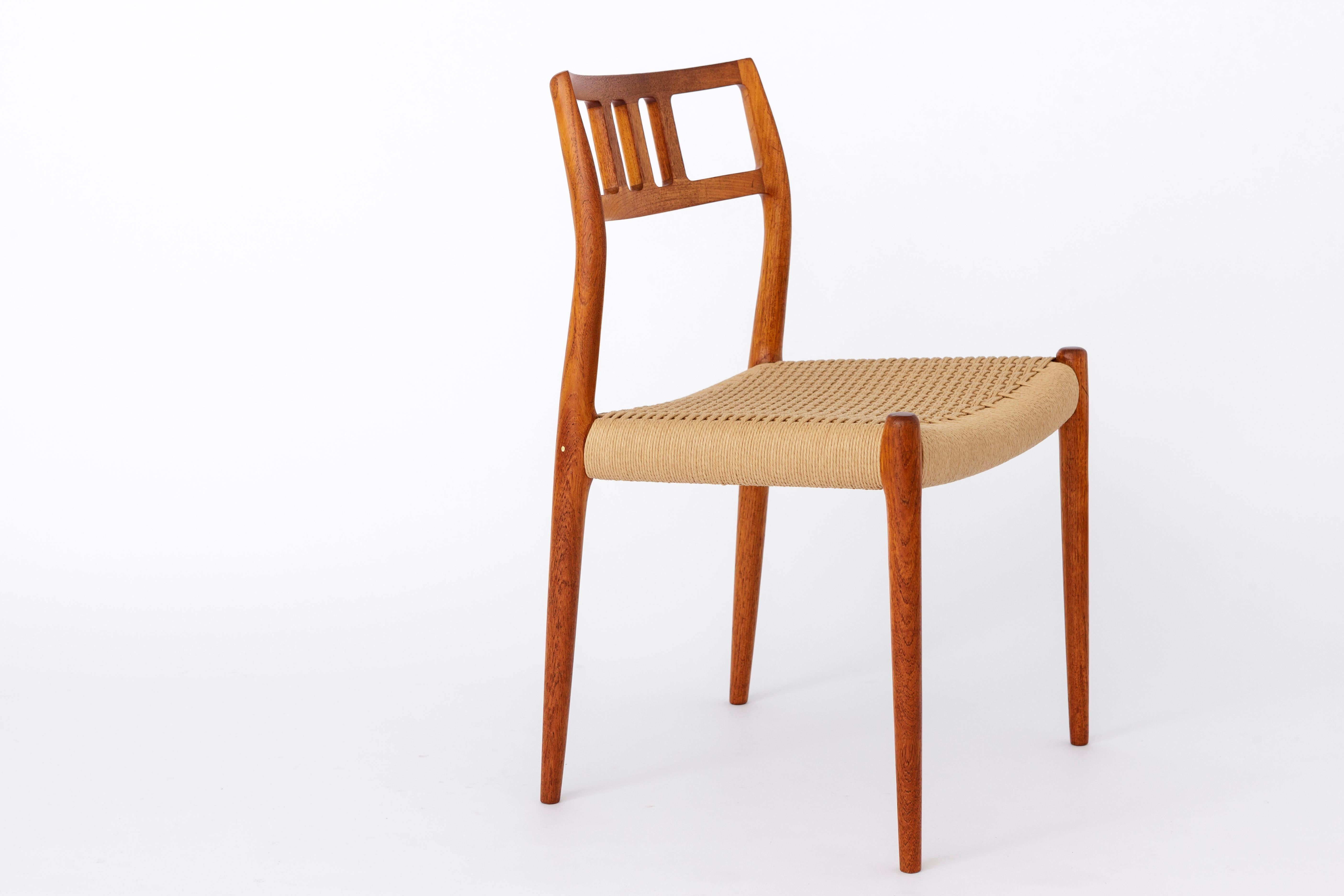 Mid-20th Century Set 8 + 1 Niels Moller Chairs, model 79, 1960s, Danish, Teak For Sale