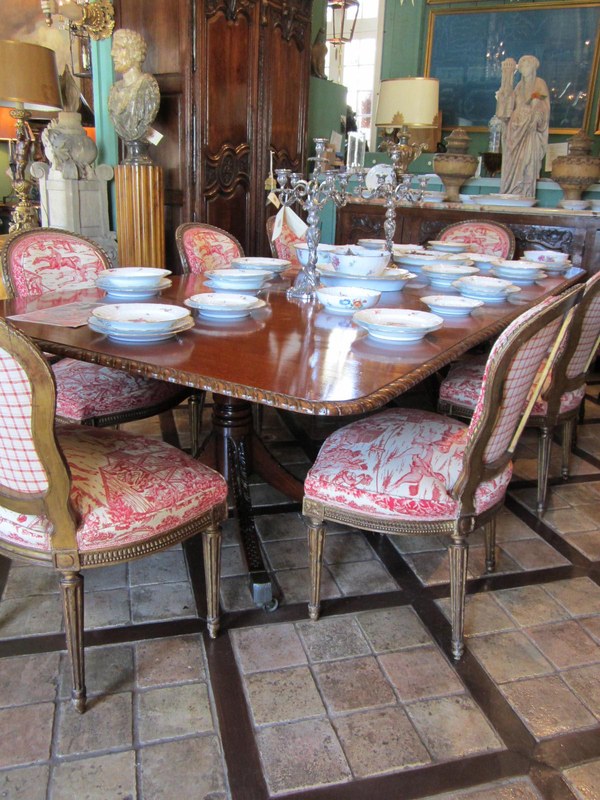French Set 8 19th C. Louis XVI Style Carved Gilt wood Dining / Side Chairs Pink Fabric For Sale
