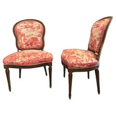 Set 8 19th C. Louis XVI Style Carved Gilt wood Dining / Side Chairs Pink Fabric