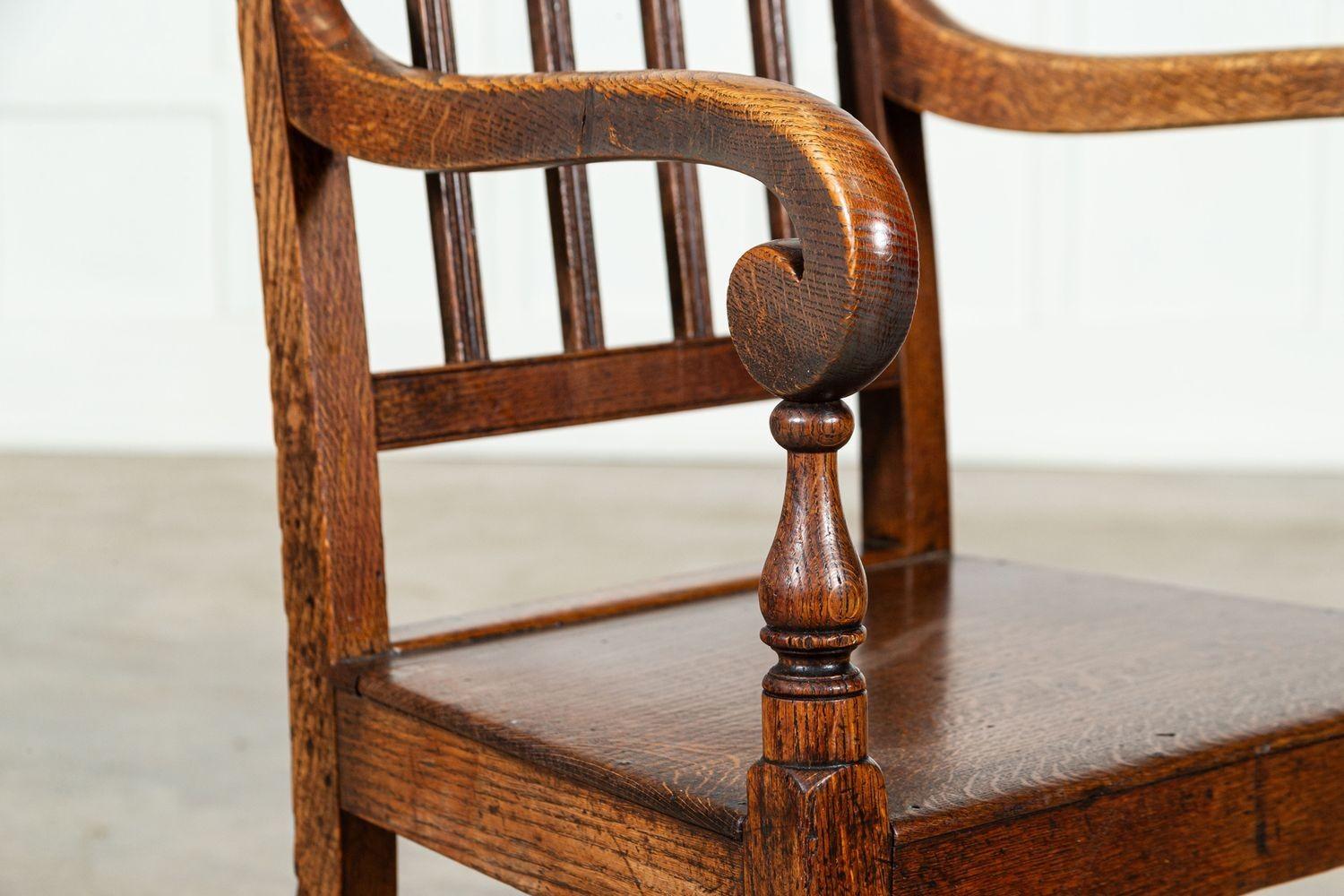 Set 8 19thC English Oak Vernacular Chairs For Sale 9