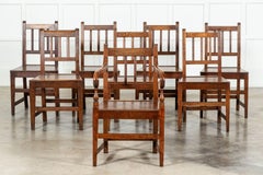 Set 8 19thC English Oak Vernacular Chairs